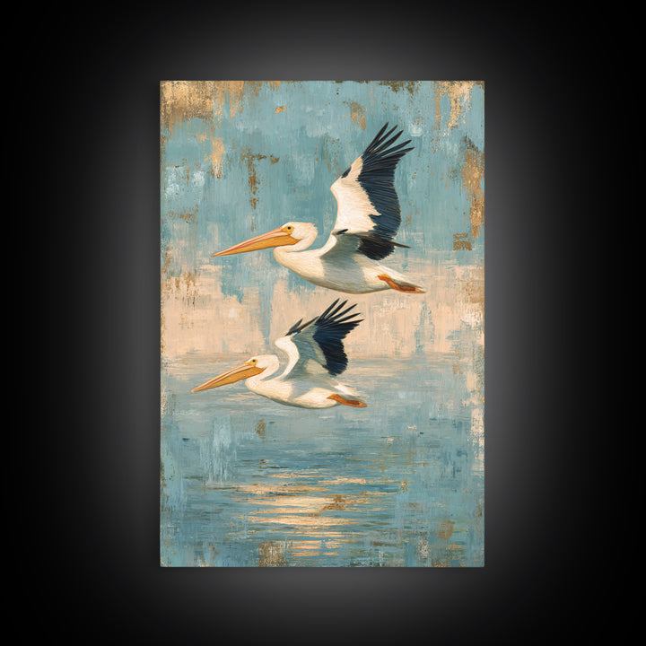 Pelicans Flying Low Canvas Print, Beach Art, Abstract Art, Coastal Decor, Fine Art, Shore, Modern Art, Beach Wall Art, BEA-2x3-99