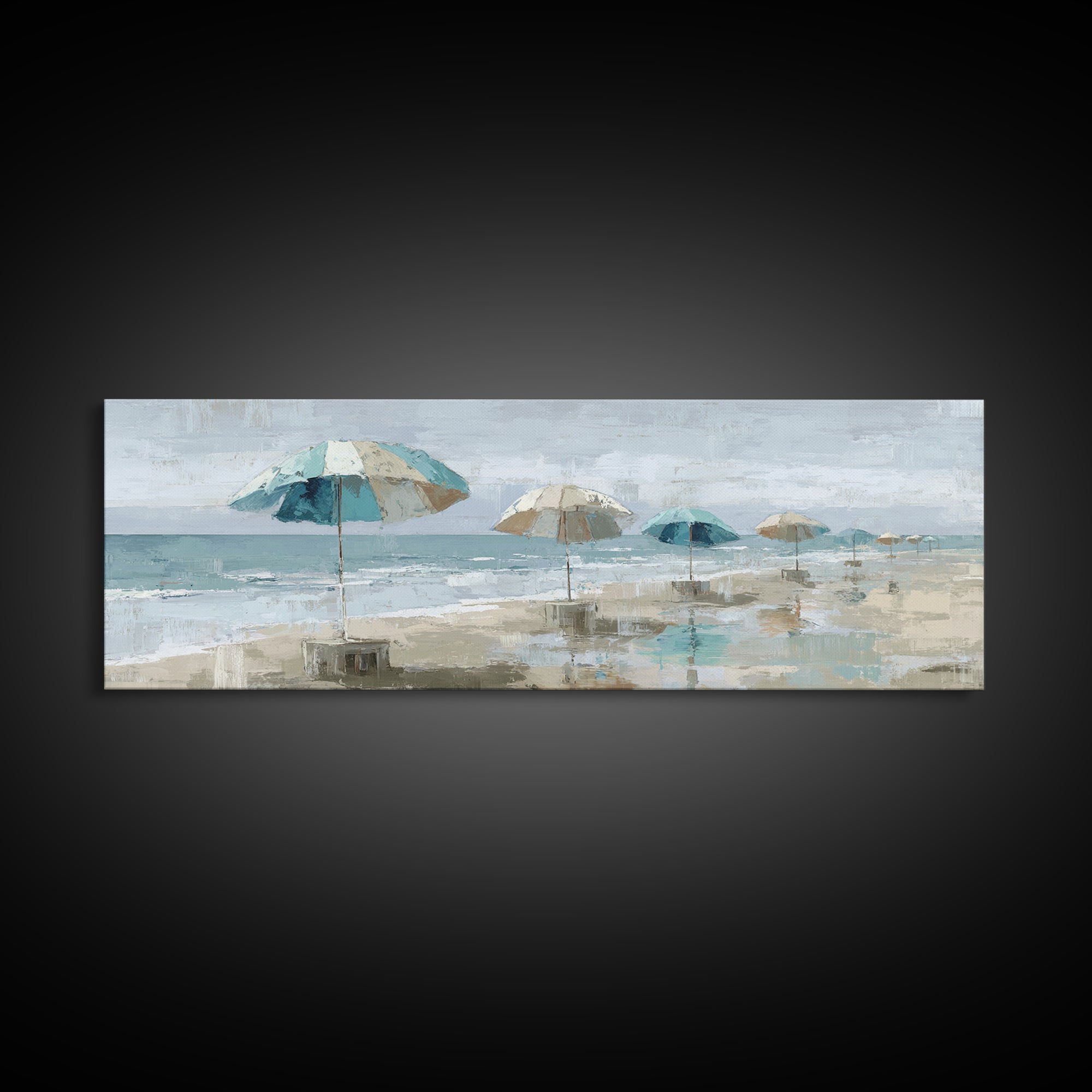 Beach Umbrella Pattern Framed Canvas Print, Beach Art, Wall Art, Coastal Decor, Fine Art, Shore, Abstract Art, Printable Art, BEA-3x1-72