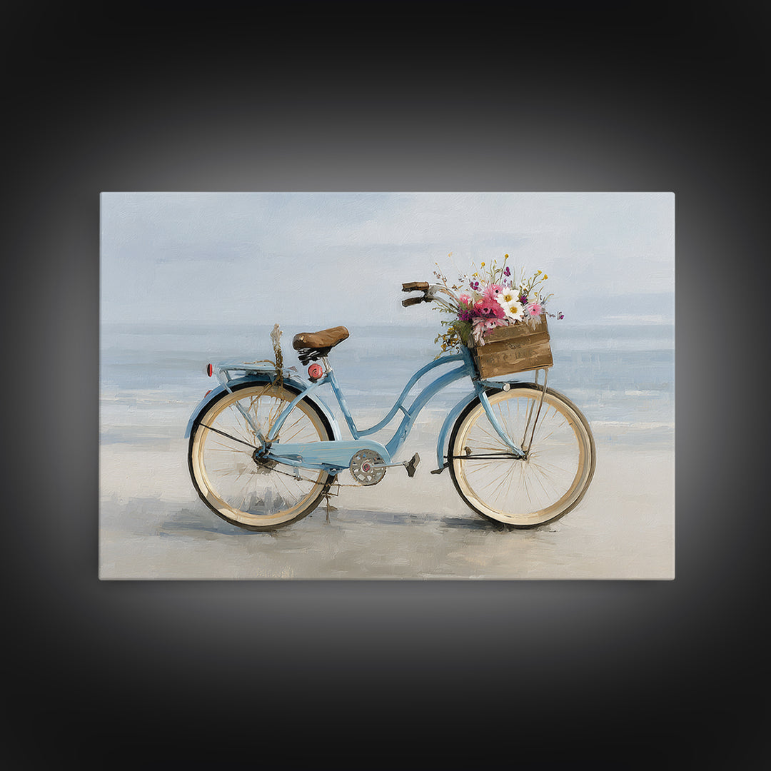 Bright Beach Cruiser Bicycle Canvas Print, Beach Art, Modern Art, Coastal Decor, Oil Painting, Shore, Luxury Decor, Art Print, BEA-3x2-51