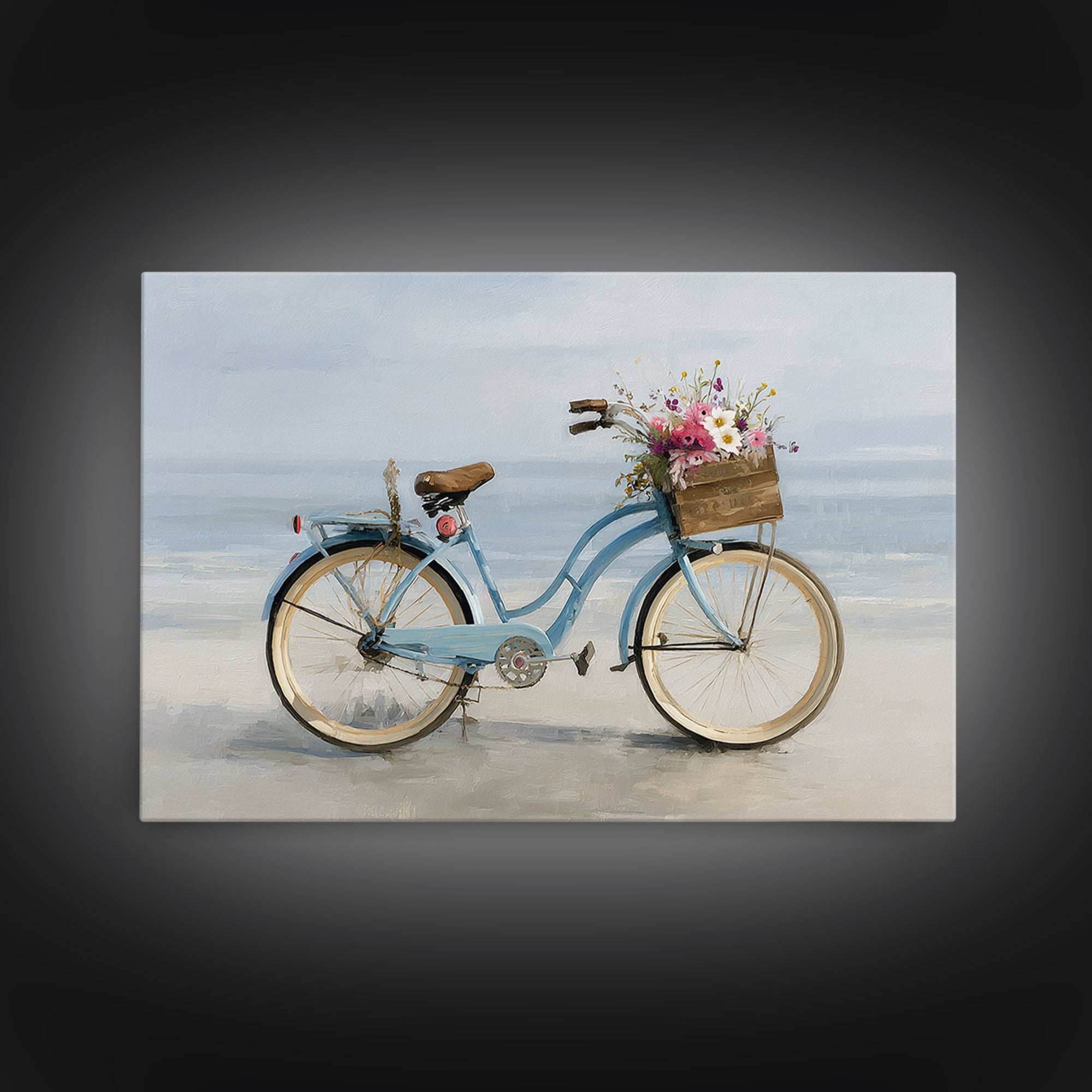 Bright Beach Cruiser Bicycle Canvas Print, Beach Art, Modern Art, Coastal Decor, Oil Painting, Shore, Luxury Decor, Art Print, BEA-3x2-51