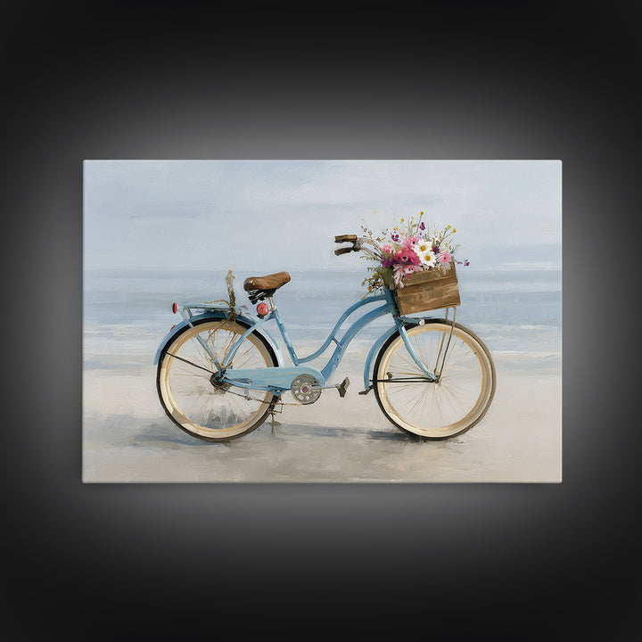 Bright Beach Cruiser Bicycle Canvas Print, Beach Art, Modern Art, Coastal Decor, Oil Painting, Shore, Luxury Decor, Art Print, BEA-3x2-51