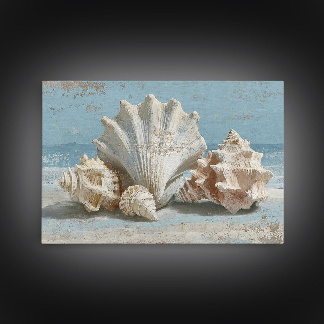 Seashell Collection Painted Like Natural Specimens Canvas Print, Beach Art, Whimsical Art, Coastal Decor, Fine Art, Shore, BEA-3x2-56