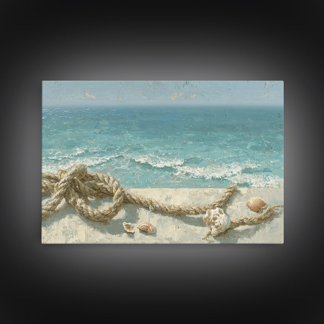 Mediterranean Cove with Clear Water Framed Canvas Print, Beach Art, Art Print, Coastal Decor, Fine Art, Shore, BEA-3x2-96