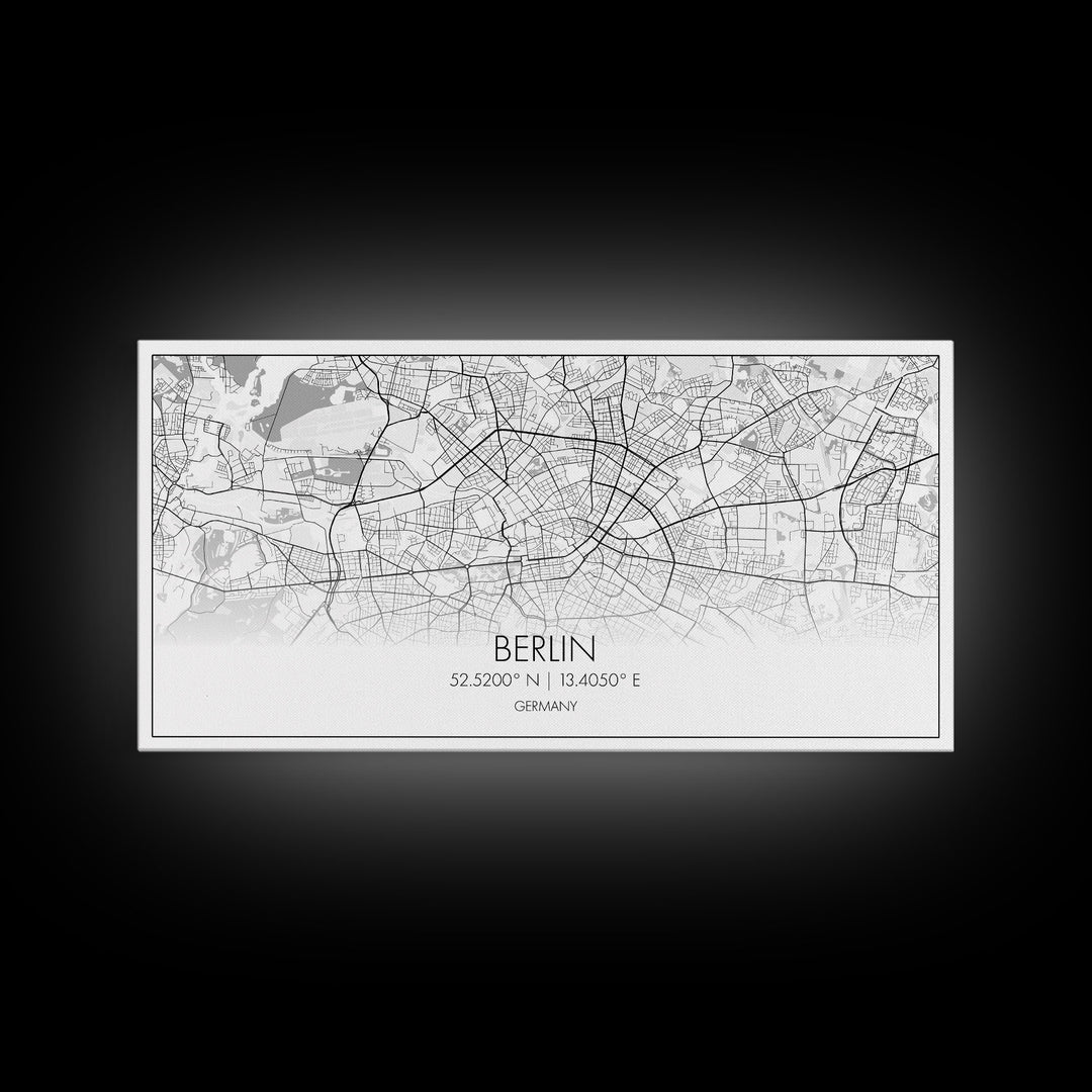 Berlin Street Map, Germany Map, Map Print, Modern Art, Wall Art, Canvas Print, Gift For New Home, Couples Décor, Minimalist Wall Art