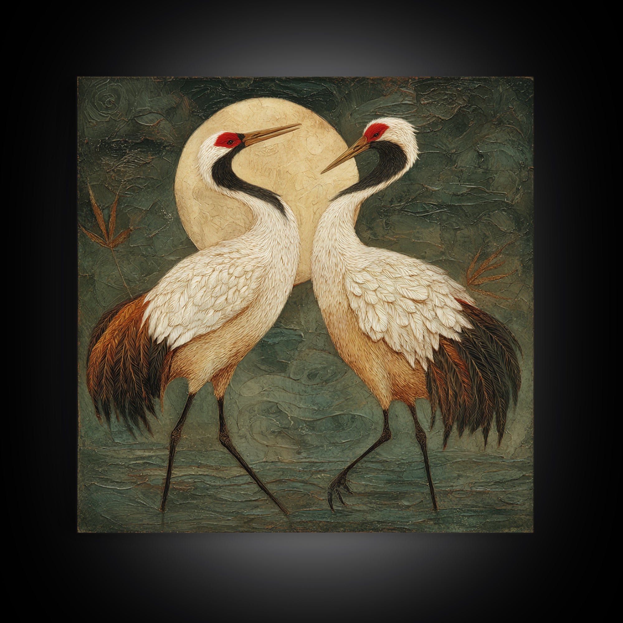 Pair of Cranes Dancing Canvas Print, Bird Art, Modern Decor, Living Room Decor, Fine Art, Flight, Home Decor, Wall Decor, BIR-1x1-75