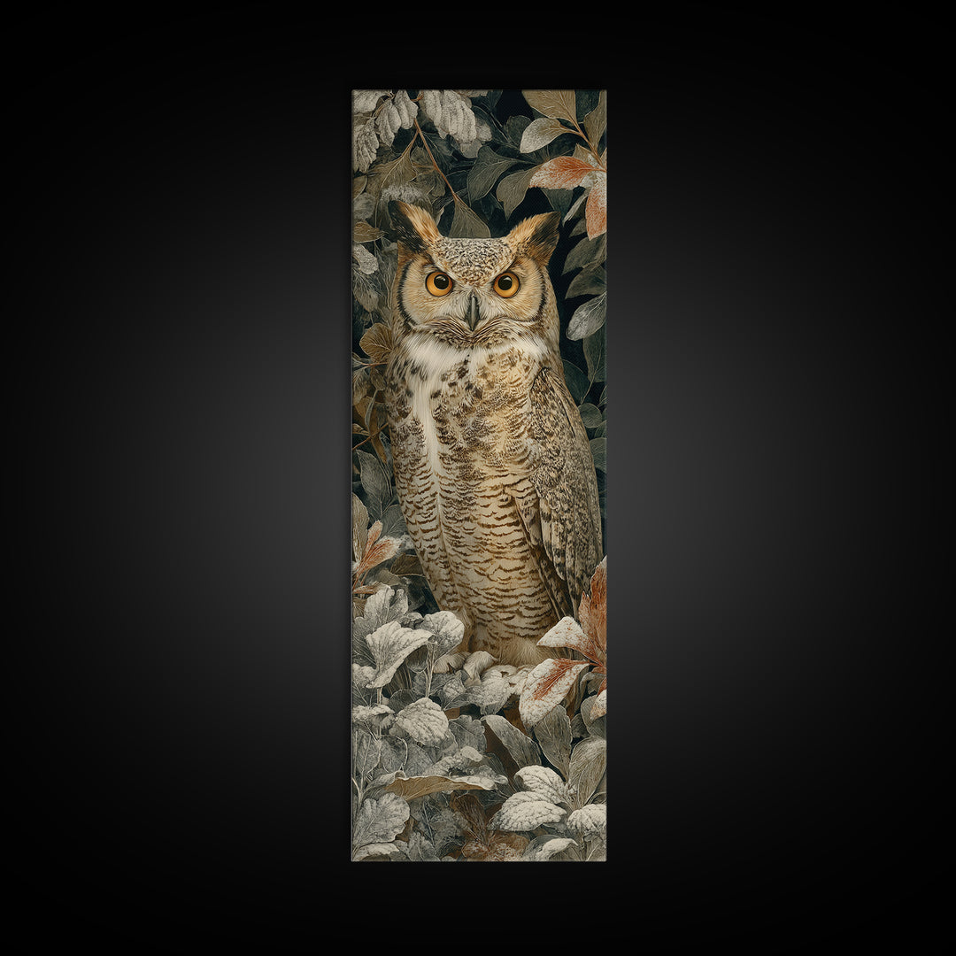 Owl Portrait with Wise Golden Eyes Canvas Print, Bird Art, Room Decor, Living Room Decor, Fine Art, Flight, Digital Print, BIR-1x3-17