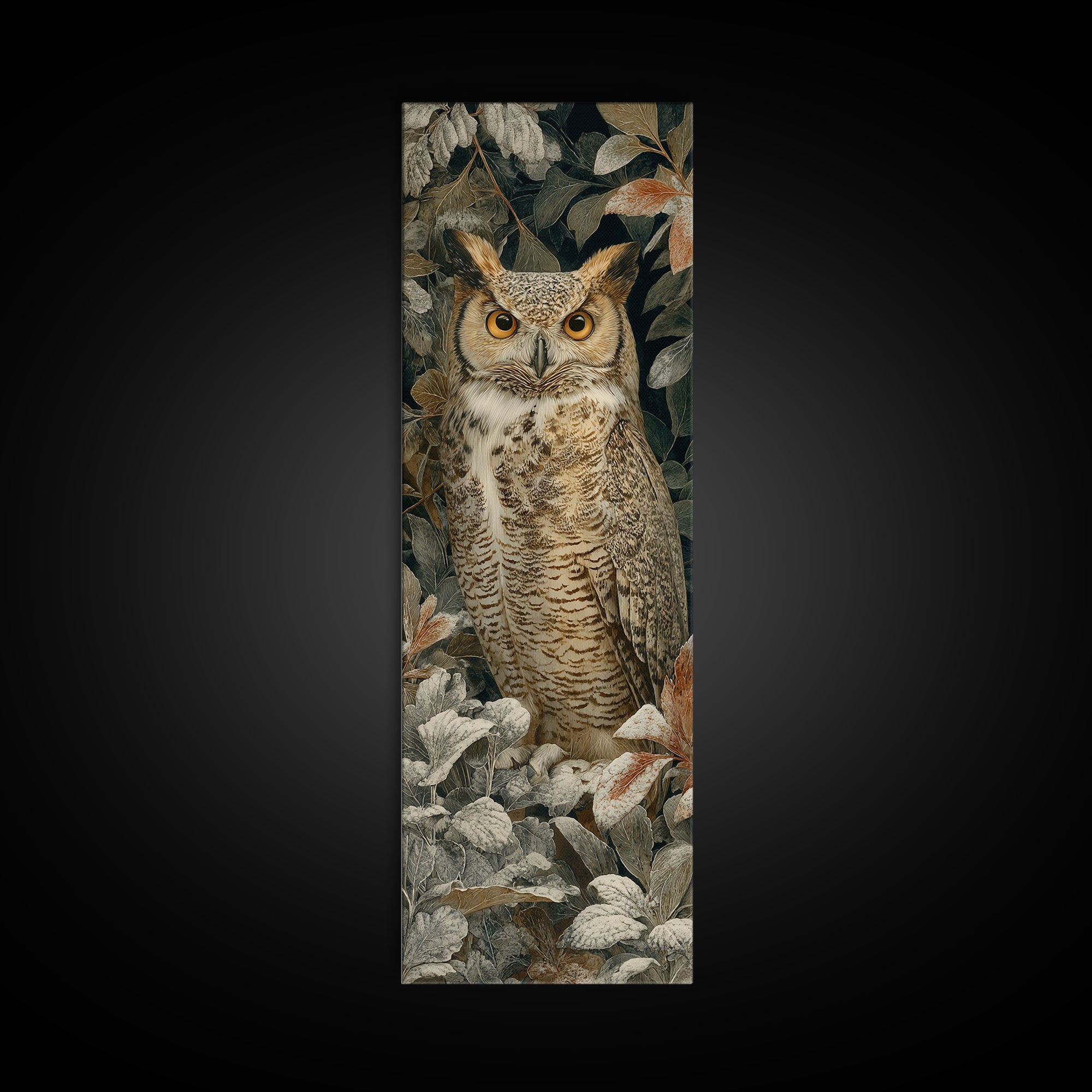 Owl Portrait with Wise Golden Eyes Canvas Print, Bird Art, Room Decor, Living Room Decor, Fine Art, Flight, Digital Print, BIR-1x3-17