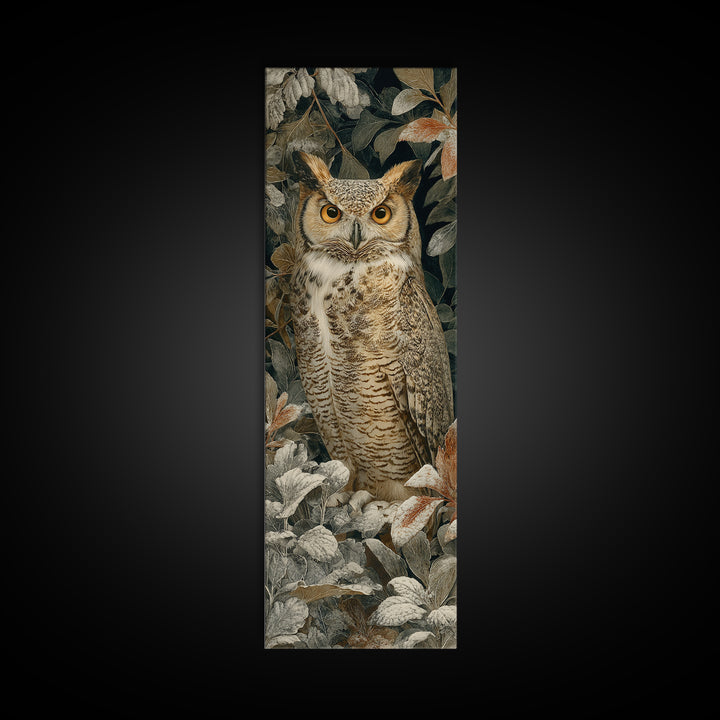 Owl Portrait with Wise Golden Eyes Canvas Print, Bird Art, Room Decor, Living Room Decor, Fine Art, Flight, Digital Print, BIR-1x3-17