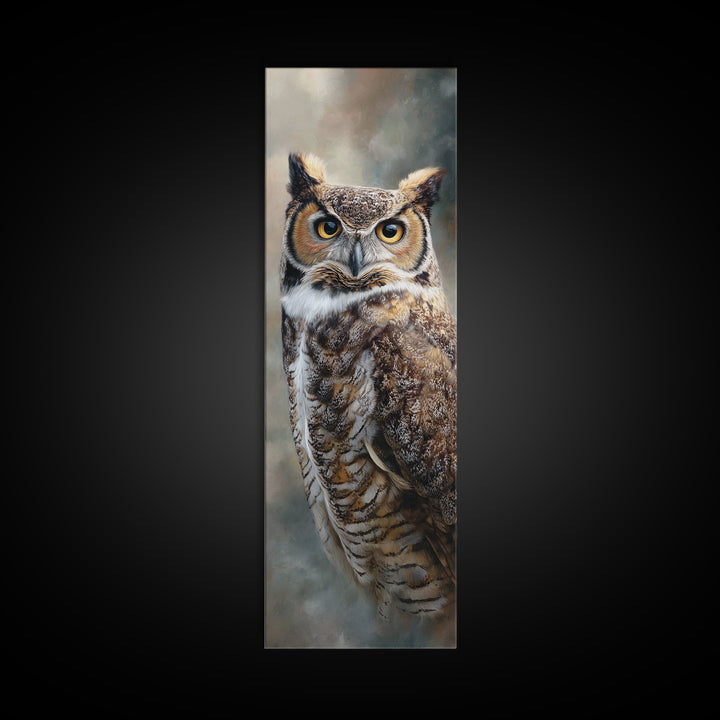 Owl Portrait with Wise Golden Eyes Canvas Print, Bird Art, Gallery Wall, Living Room Decor, Fine Art, Flight, Gallery Decor, BIR-1x3-41