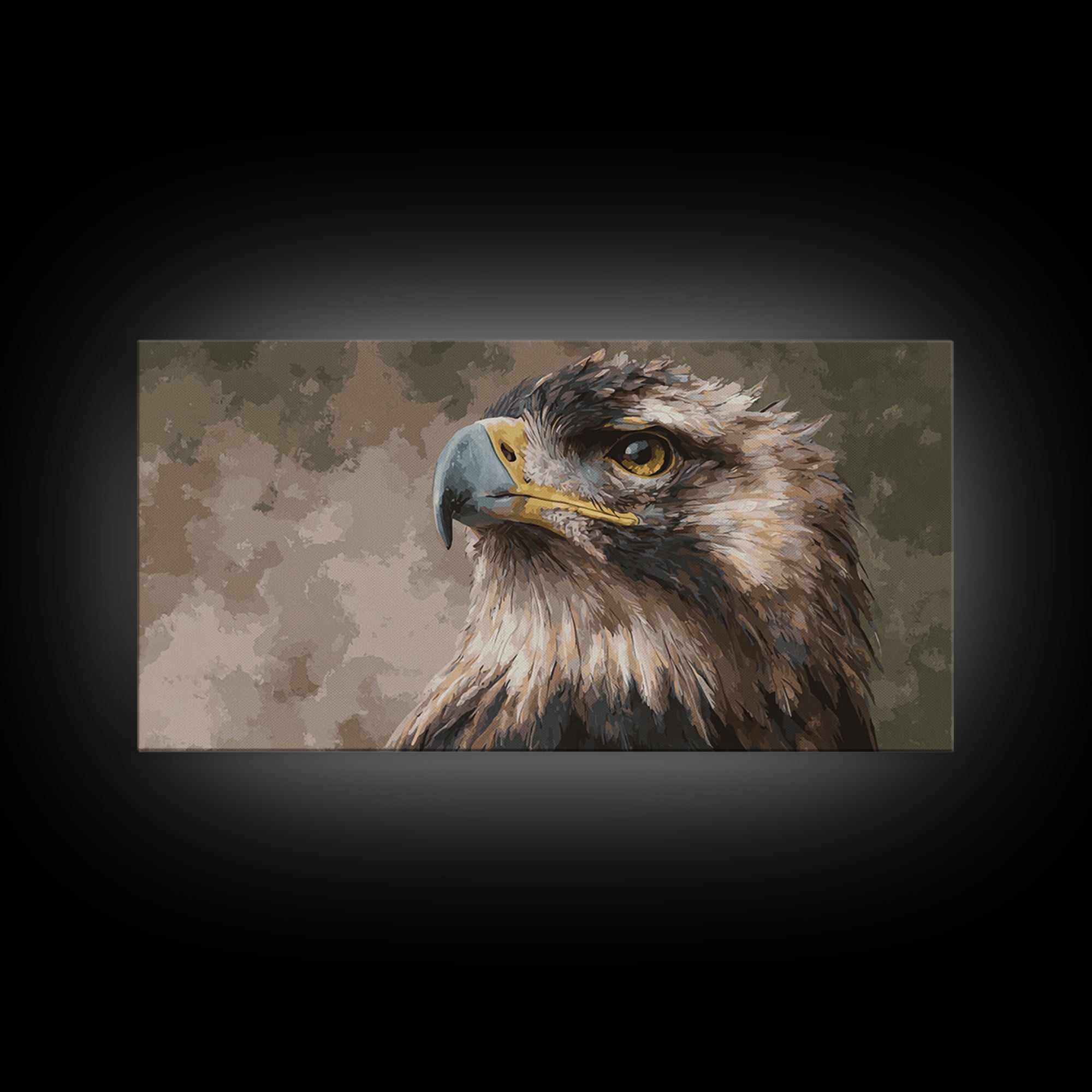 Eagle Portrait with Dramatic Mountain Wind Framed Canvas Print, Bird Art, Mid Century Modern, Living Room Decor, Flight, BIR-2x1-56