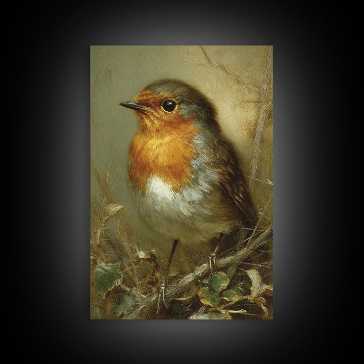 Robin in a Spring Garden with Soft Canvas Print, Bird Art, Art Print, Living Room Decor, Fine Art, Flight, Original Art, BIR-2x3-23
