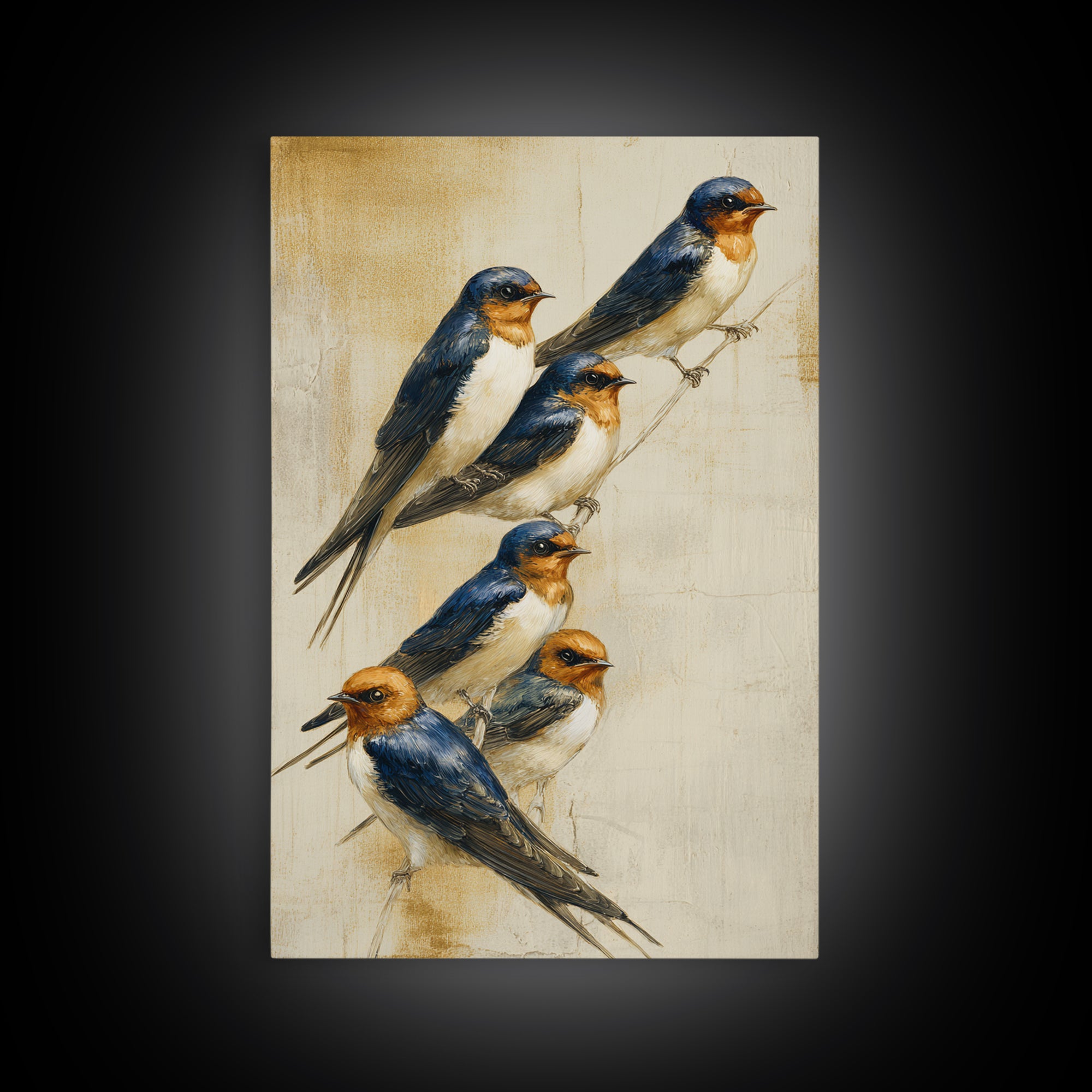 Flock of Swallows Sweeping Across Open Sky Canvas Print, Bird Art, Art Deco, Living Room Decor, Abstract Art, Flight, BIR-2x3-86