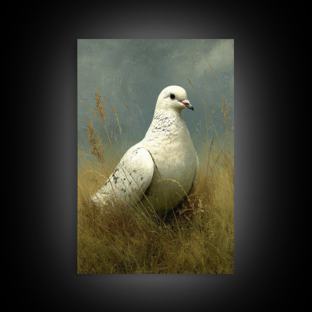White Dove with Olive Branch and Calm Canvas Print, Bird Art, Printable Art, Living Room Decor, Watercolor Art, Flight, BIR-2x3-96