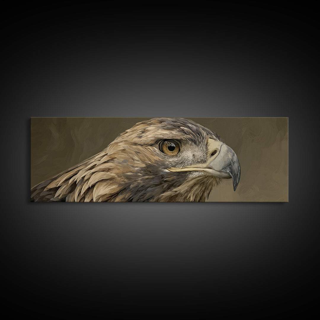 Eagle Portrait with Dramatic Mountain Wind Canvas Print, Bird Art, Modern Decor, Living Room Decor, Fine Art, Flight, BIR-3x1-100