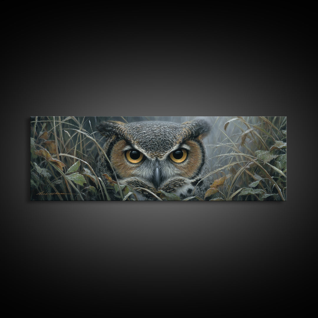 Owl Portrait with Wise Golden Eyes Canvas Print, Bird Art, Gallery Wall, Living Room Decor, Fine Art, Flight, Gallery Decor, BIR-3x1-21