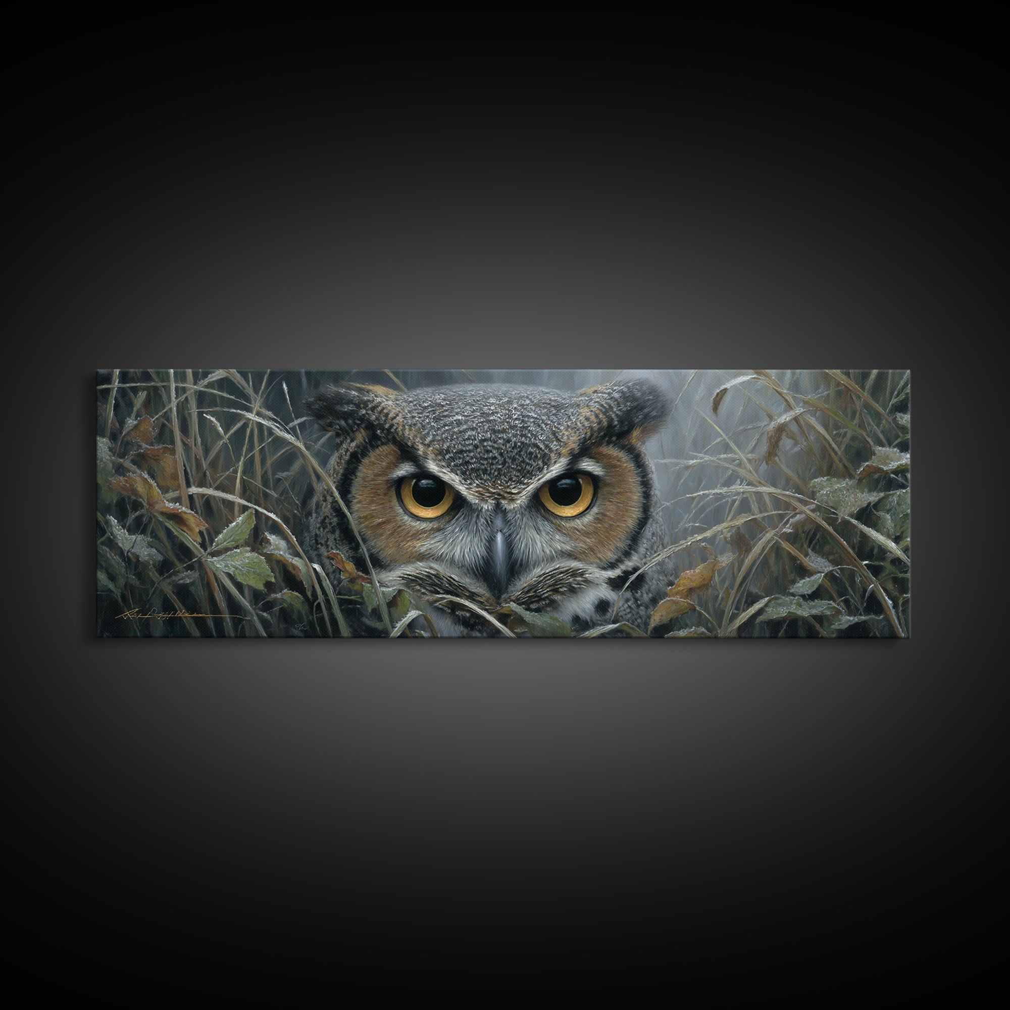 Owl Portrait with Wise Golden Eyes Canvas Print, Bird Art, Gallery Wall, Living Room Decor, Fine Art, Flight, Gallery Decor, BIR-3x1-21