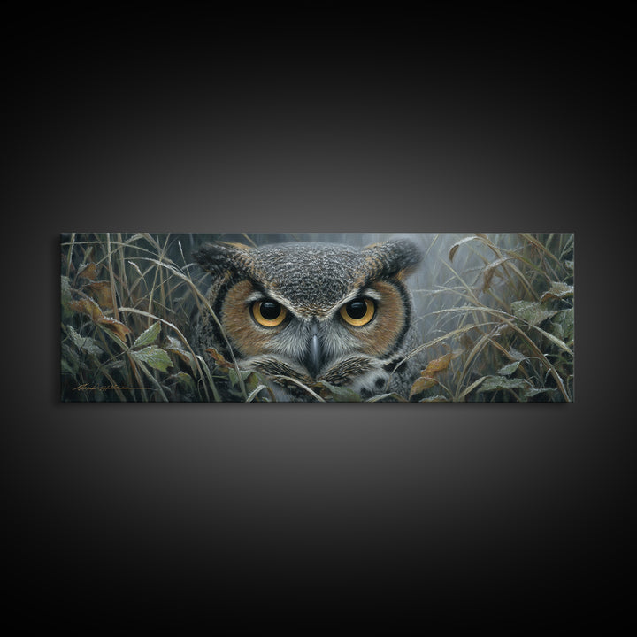 Owl Portrait with Wise Golden Eyes Canvas Print, Bird Art, Gallery Wall, Living Room Decor, Fine Art, Flight, Gallery Decor, BIR-3x1-21