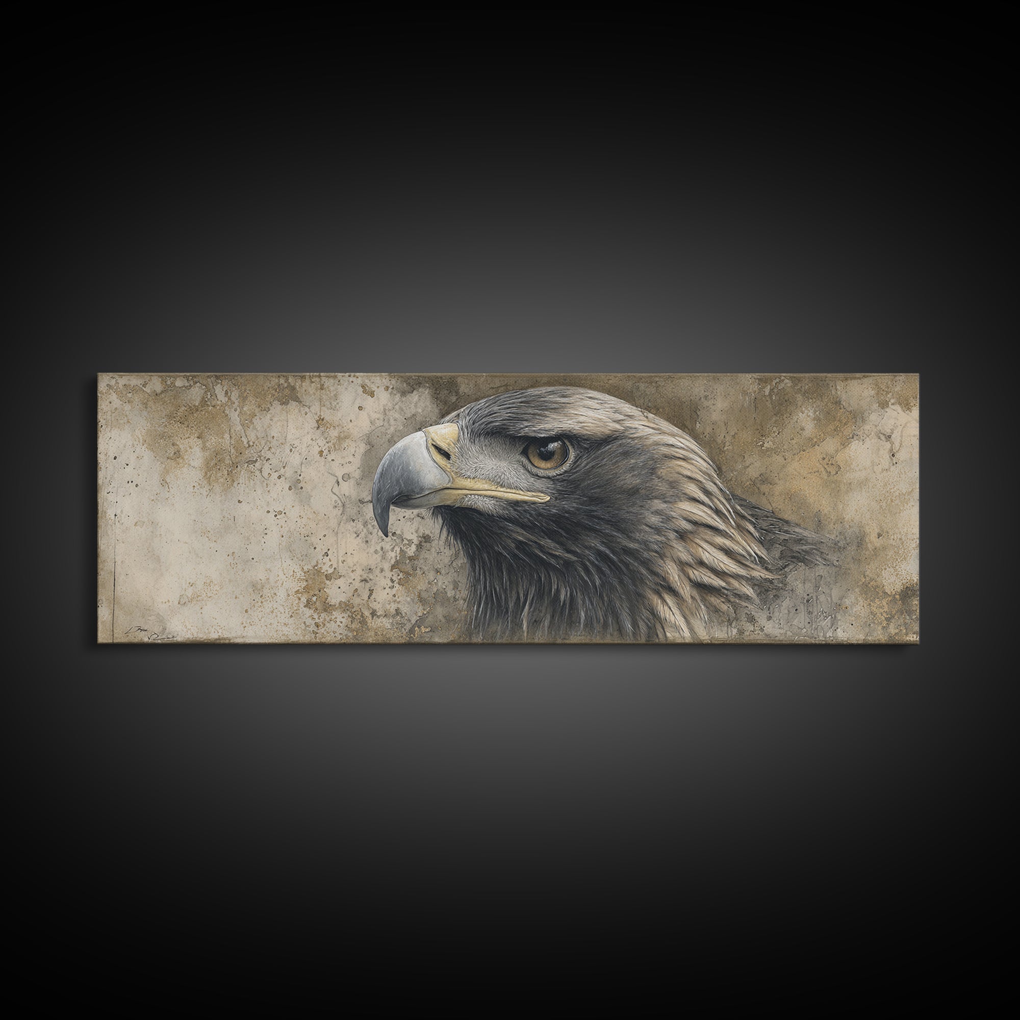 Eagle Portrait with Dramatic Mountain Wind Canvas Print, Bird Art, Digital Download Art, Living Room Decor, Fine Art, Flight, BIR-3x1-4