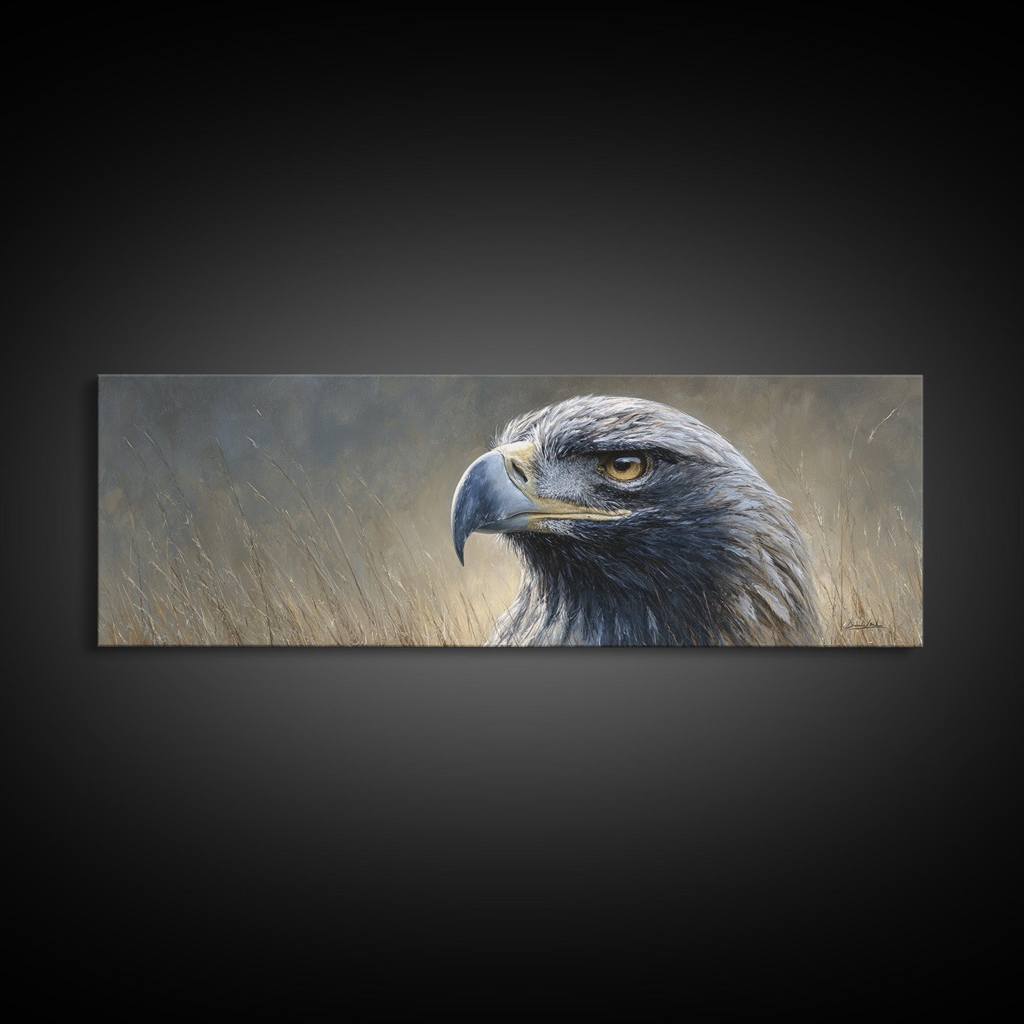 Eagle Portrait with Dramatic Mountain Wind Framed Canvas Print, Bird Art, Room Decor, Living Room Decor, Fine Art, Flight, BIR-3x1-52