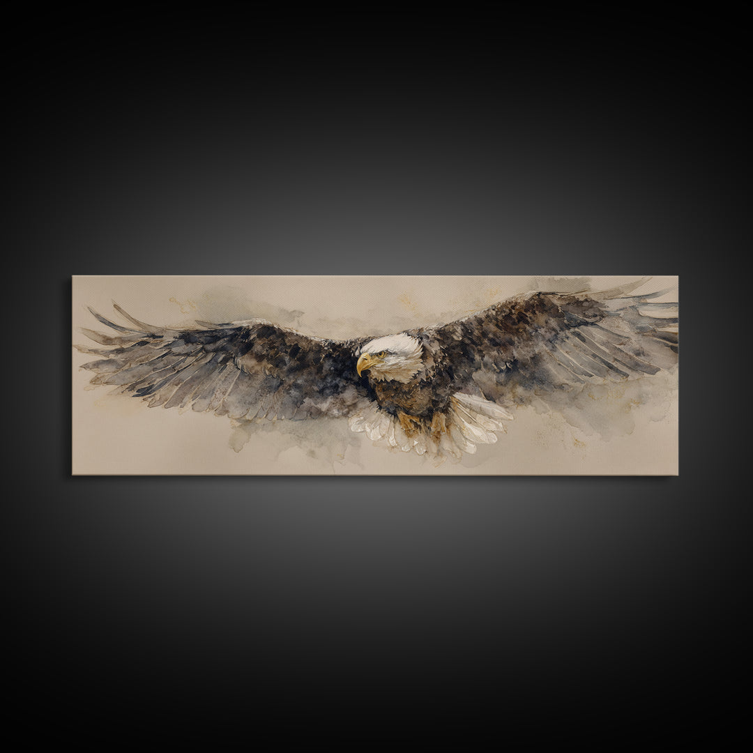 Eagle Portrait with Dramatic Mountain Wind Canvas Print, Bird Art, Home Decor, Living Room Decor, Flight, Modern Wall Art, BIR-3x1-76