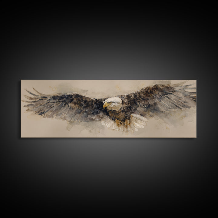 Eagle Portrait with Dramatic Mountain Wind Canvas Print, Bird Art, Home Decor, Living Room Decor, Flight, Modern Wall Art, BIR-3x1-76
