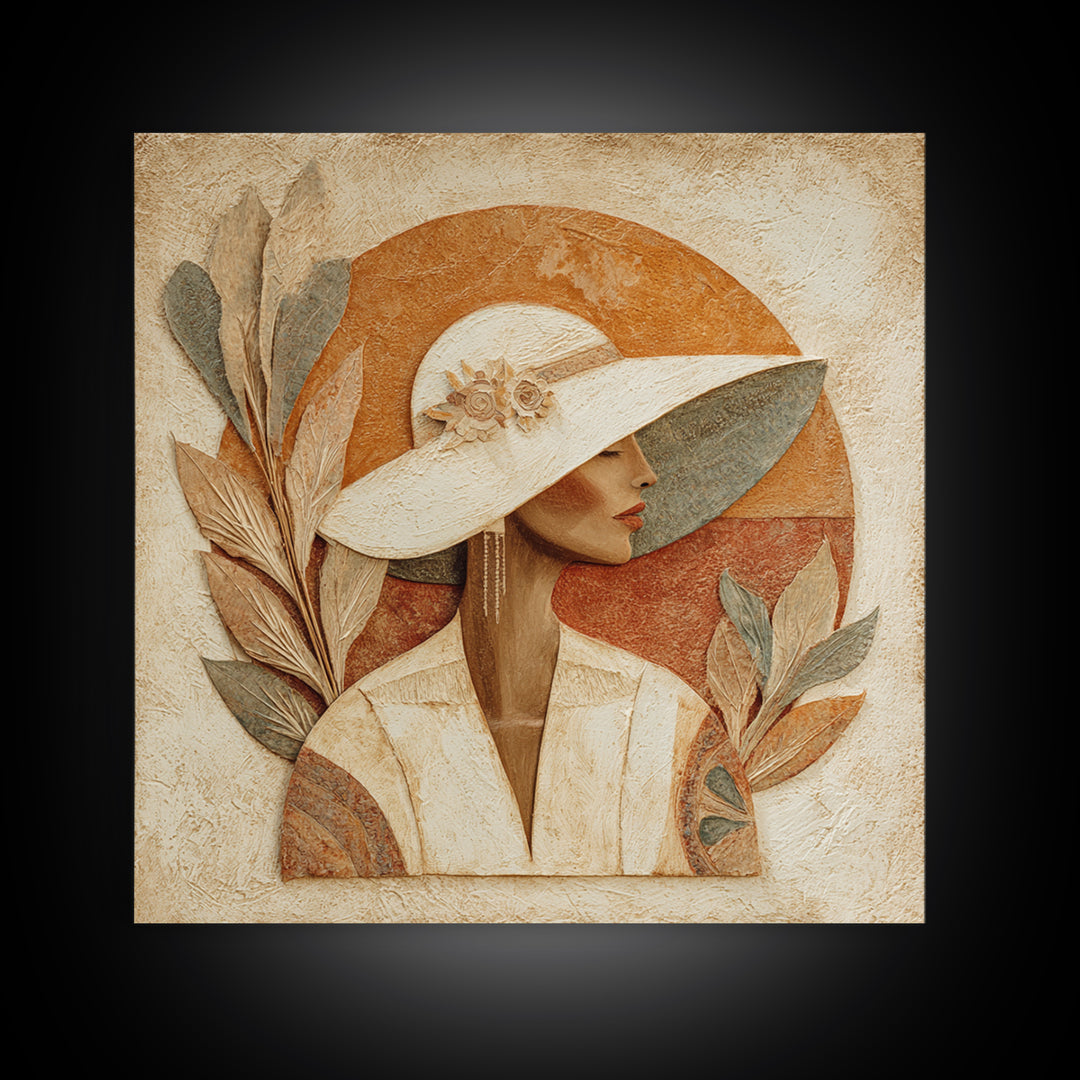Desert Woman Portrait Canvas Print, Boho Art, Abstract Art, Living Room Decor, Oil Painting, Bohemian 015, Set of Prints, BOH-1x1-15