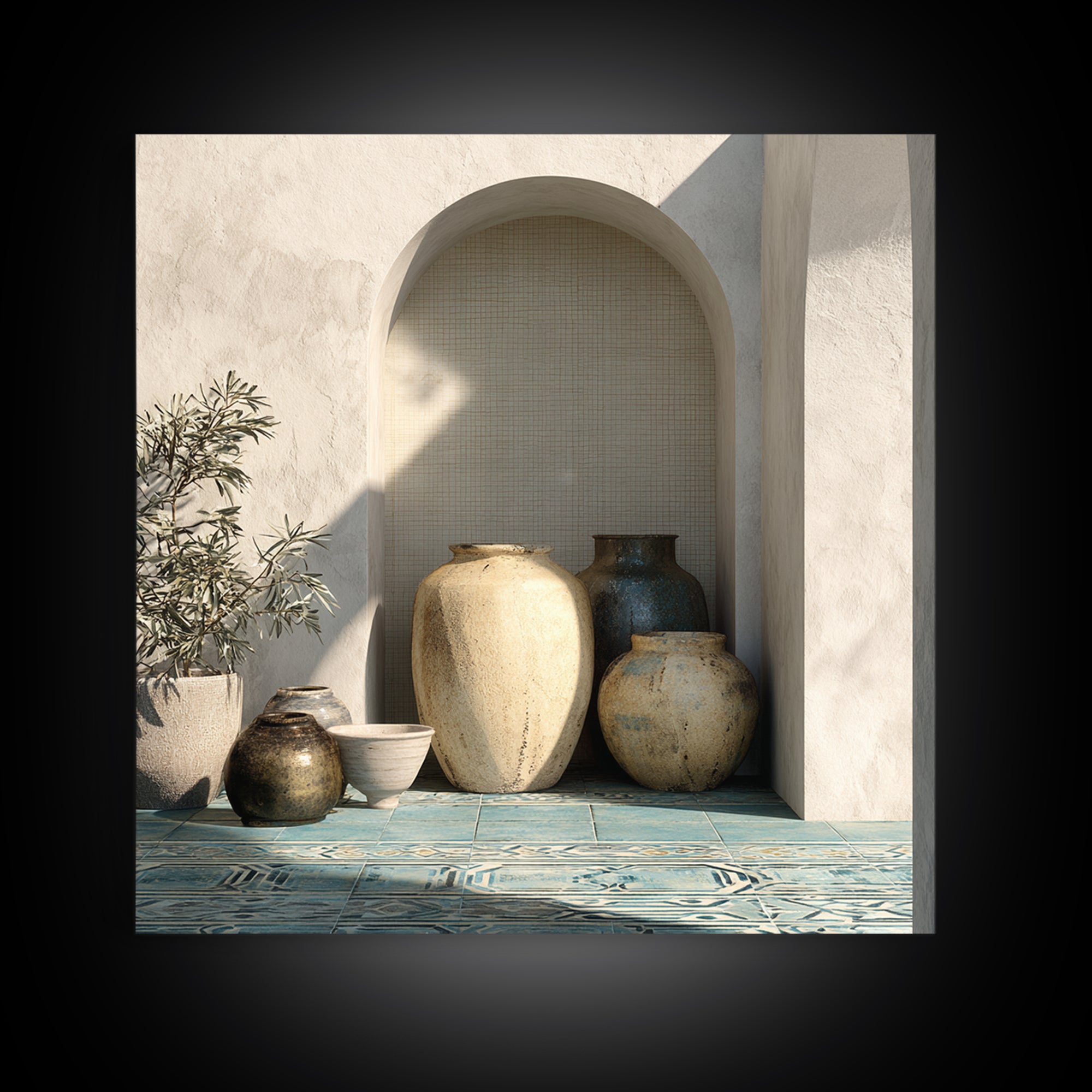 Tribal Neutral Pattern Framed Canvas Print, Boho Art, Statement Artwork, Living Room Decor, Fine Art, Bohemian, Art Prints, BOH-1x1-38