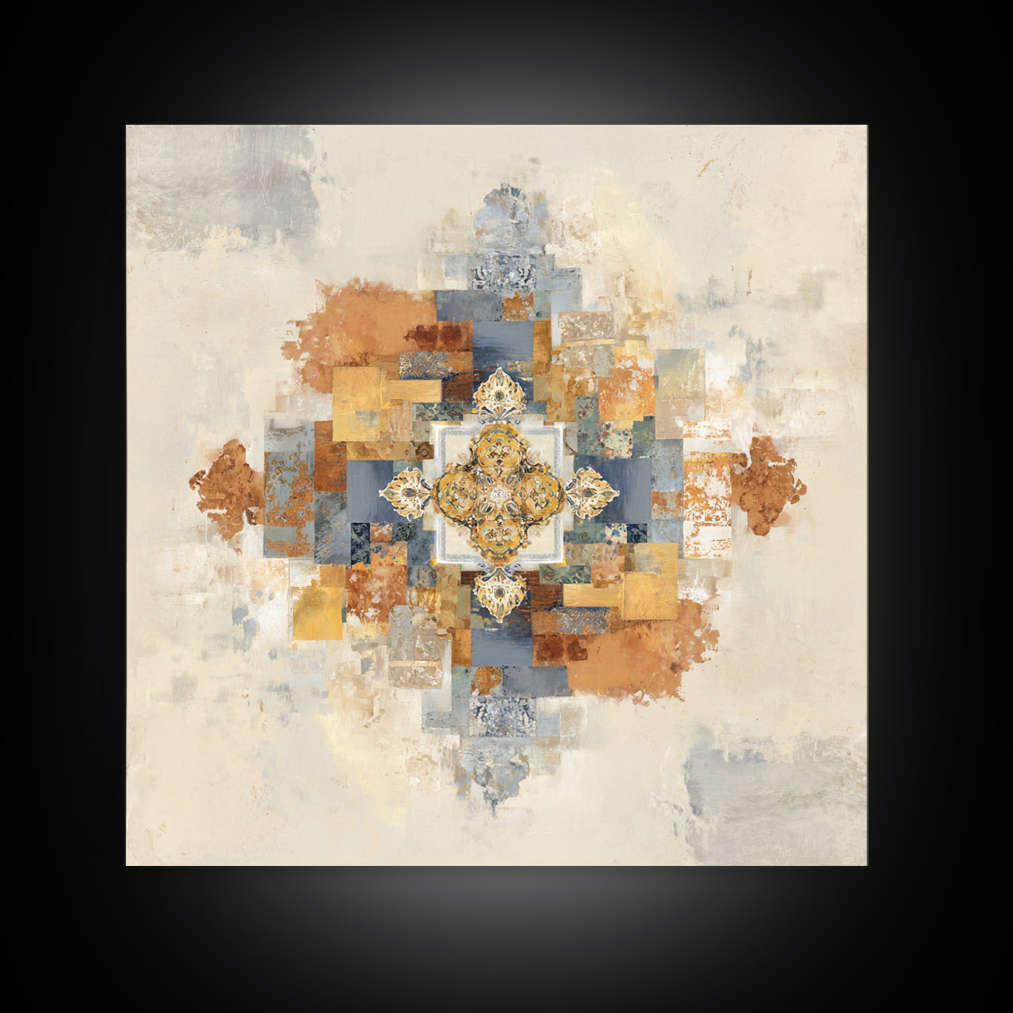 Organic Shape Collage Framed Canvas Print, Boho Art, Prints, Living Room Decor, Fine Art, Bohemian, Abstract Art, Canvas Art, BOH-1x1-48
