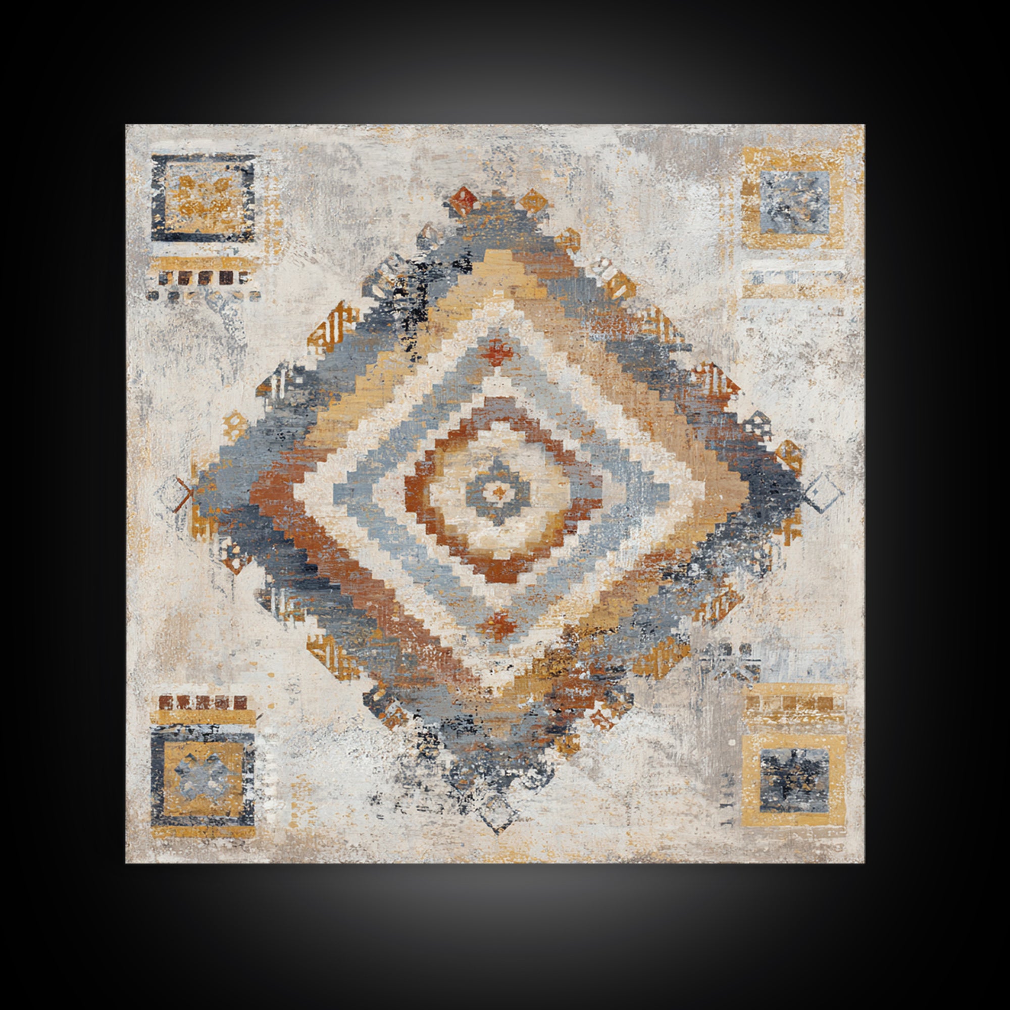 Tribal Neutral Pattern Framed Canvas Print, Boho Art, Statement Artwork, Living Room Decor, Fine Art, Bohemian, Art Prints, BOH-1x1-62