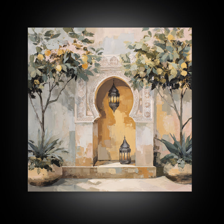 Hand Painted Moroccan Arch Framed Canvas Print, Boho Art, Statement Artwork, Living Room Decor, Fine Art, Bohemian, Art Prints, BOH-1x1-67