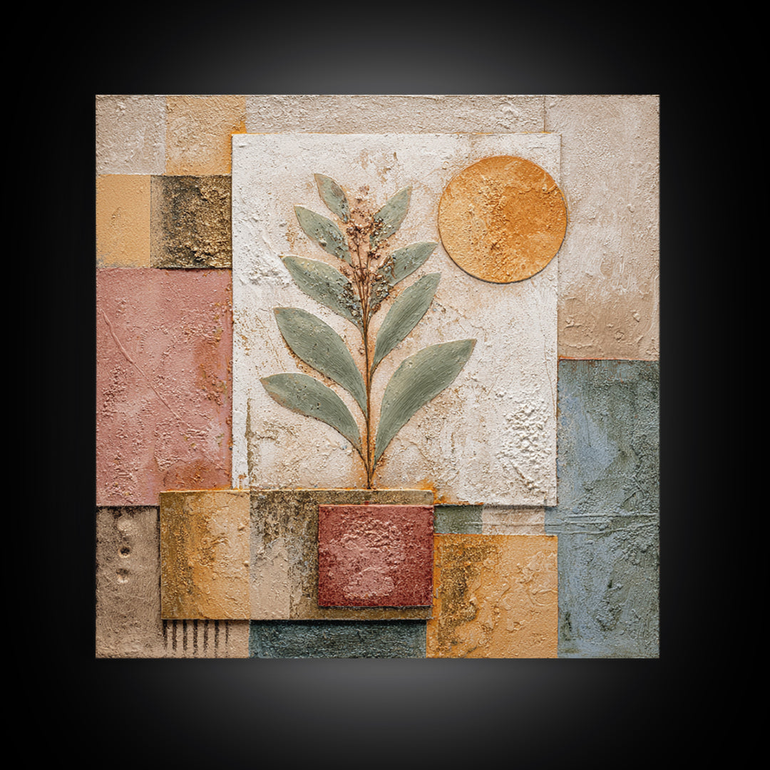 Sage Green Eucalyptus and Crescent Moon Framed Canvas Print, Boho Art, Wall Art Set, Living Room Decor, Fine Art, Bohemian, BOH-1x1-71