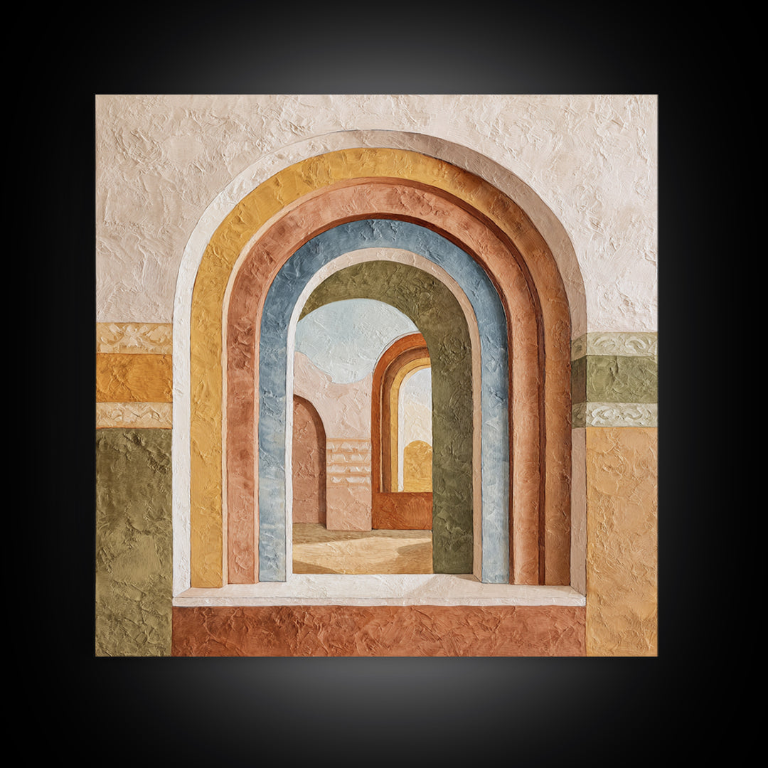 Neutral Rainbow Arches Canvas Print, Boho Art, Luxury Decor, Living Room Decor, Abstract Art, Bohemian, Digital Art, Printable, BOH-1x1-75