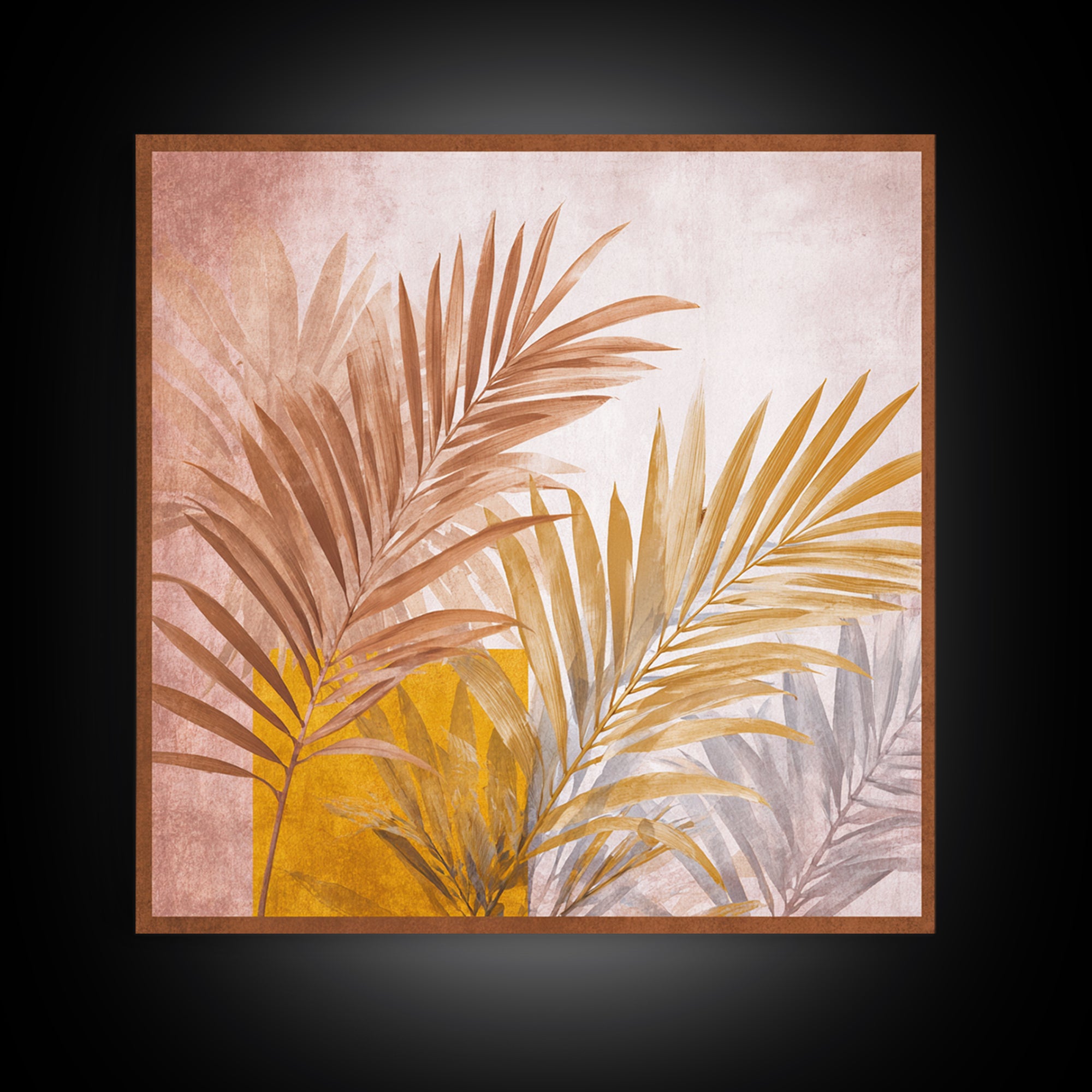 Terracotta Palm Leaves Canvas Print, Boho Art, Printable Wall Art, Living Room Decor, Fine Art, Bohemian, Abstract Wall Art, BOH-1x1-77