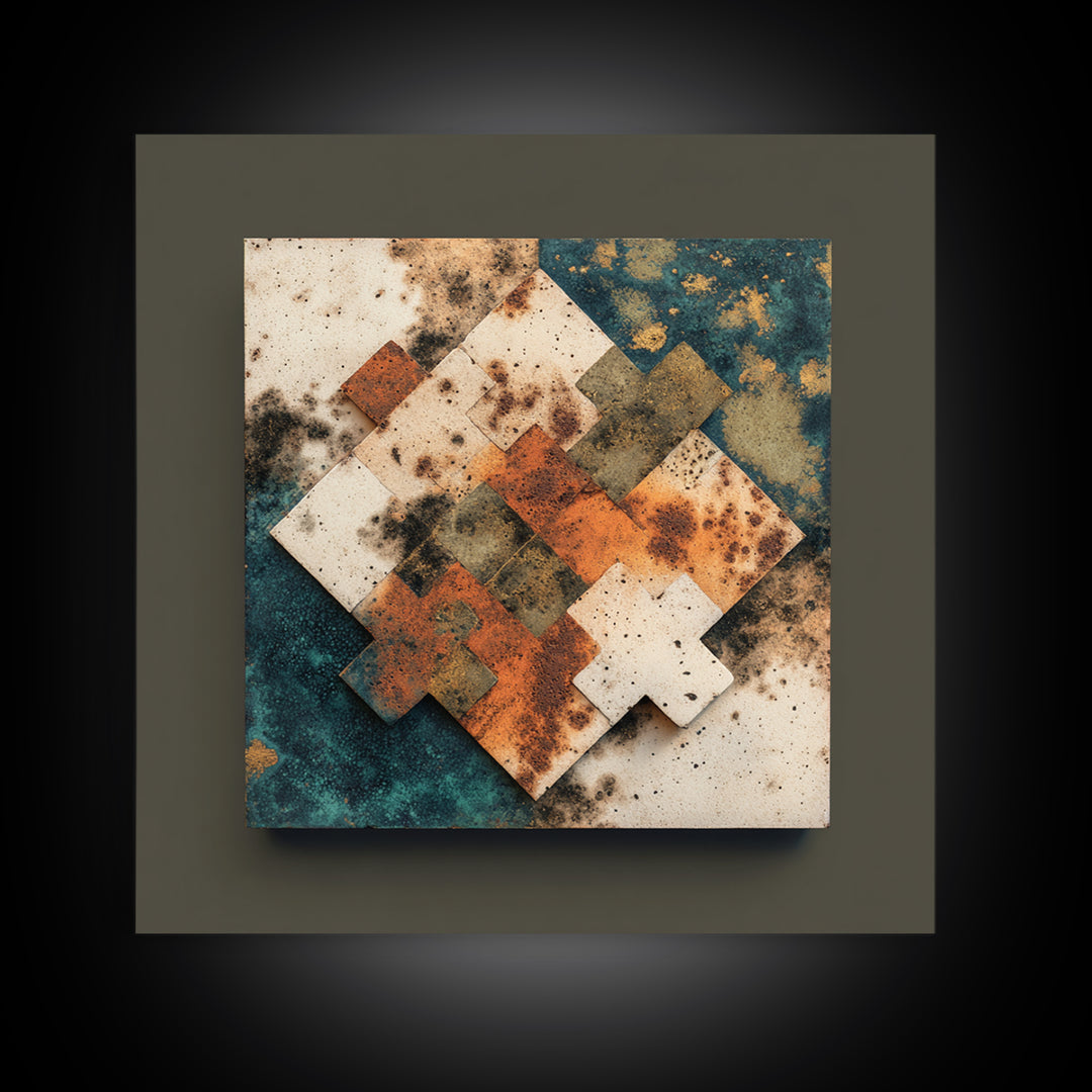 Abstract Clay Shapes Framed Canvas Print, Boho Art, Wall Art, Living Room Decor, Fine Art, Bohemian, Art Deco, Artwork, BOH-1x1-88