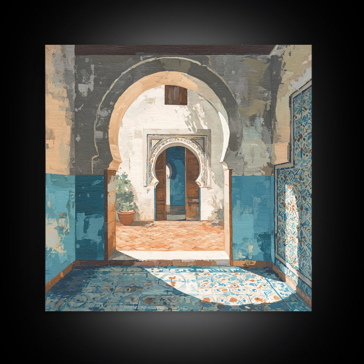 Hand Painted Moroccan Arch Canvas Print, Boho Art, Minimalist Decor, Living Room Decor, Fine Art, Bohemian, Digital Wall Art, BOH-1x1-91