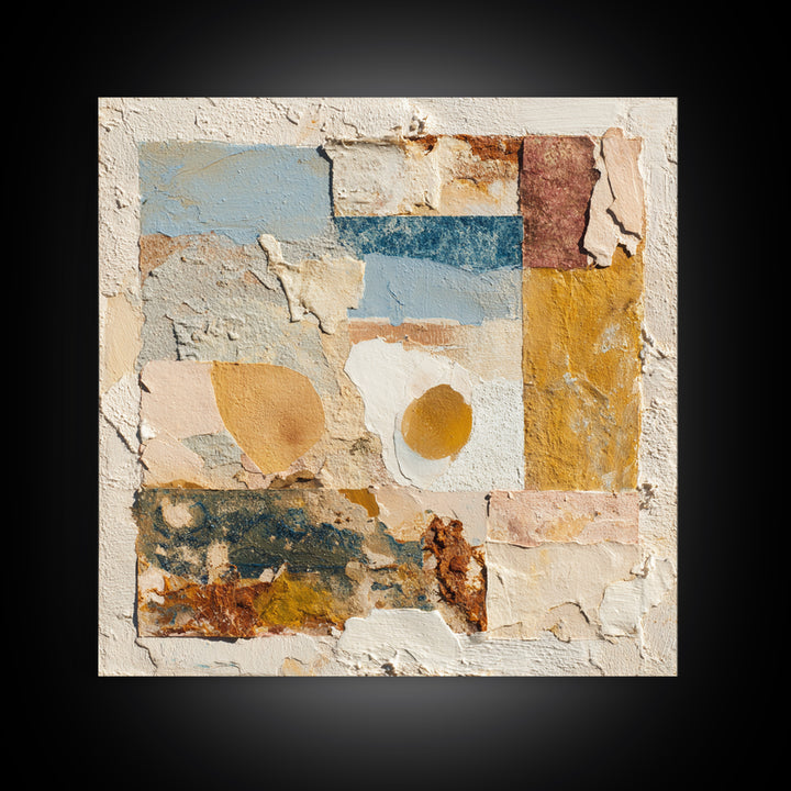 Organic Shape Collage Framed Canvas Print, Boho Art, Printable, Living Room Decor, Abstract Art, Bohemian, Abstract Wall Art, BOH-1x1-96