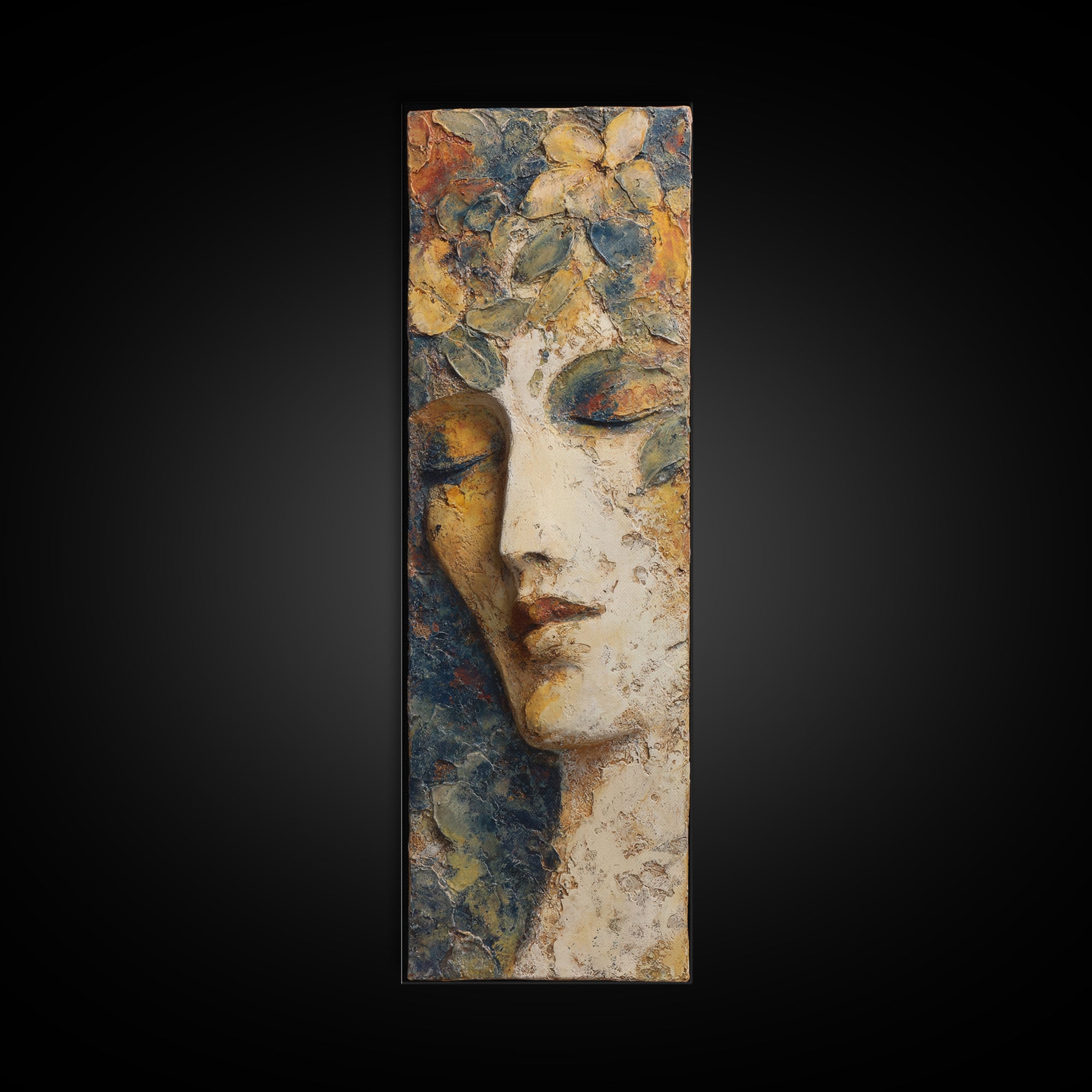 Abstract Female Face Canvas Print, Boho Art, Mid Century Modern, Living Room Decor, Fine Art, Bohemian, Boho Wall Art, BOH-1x3-16