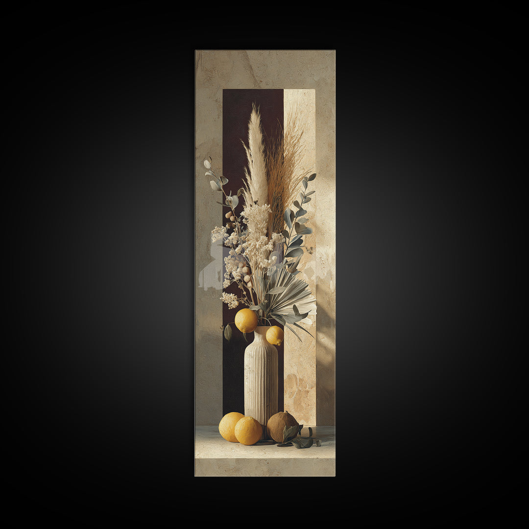 Bohemian Vase with Dried Pampas Grass Canvas Print, Boho Art, Art, Living Room Decor, Watercolor Art, Bohemian, Wallart, BOH-1x3-21