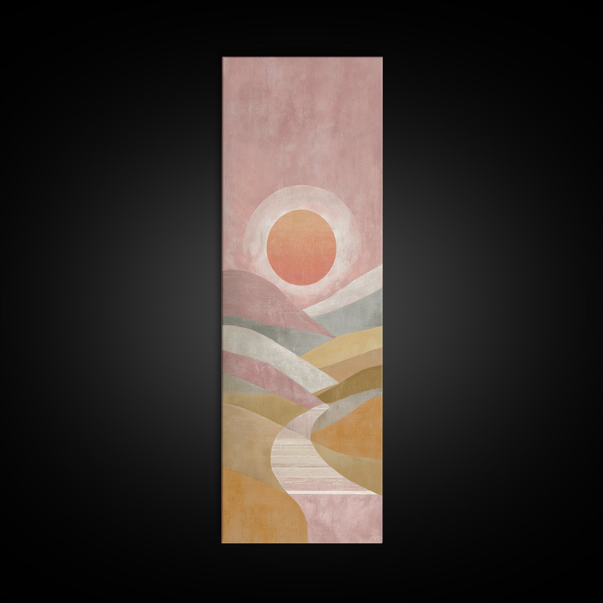 Sunrise over Rolling Dunes in Muted Peach Canvas Print, Boho Art, Wall Art Print, Living Room Decor, Fine Art, Bohemian, BOH-1x3-33