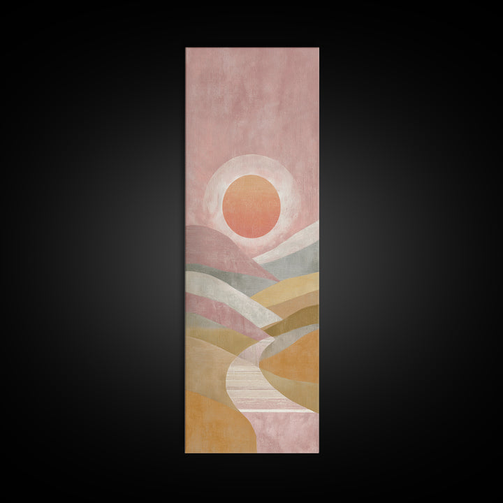 Sunrise over Rolling Dunes in Muted Peach Canvas Print, Boho Art, Wall Art Print, Living Room Decor, Fine Art, Bohemian, BOH-1x3-33
