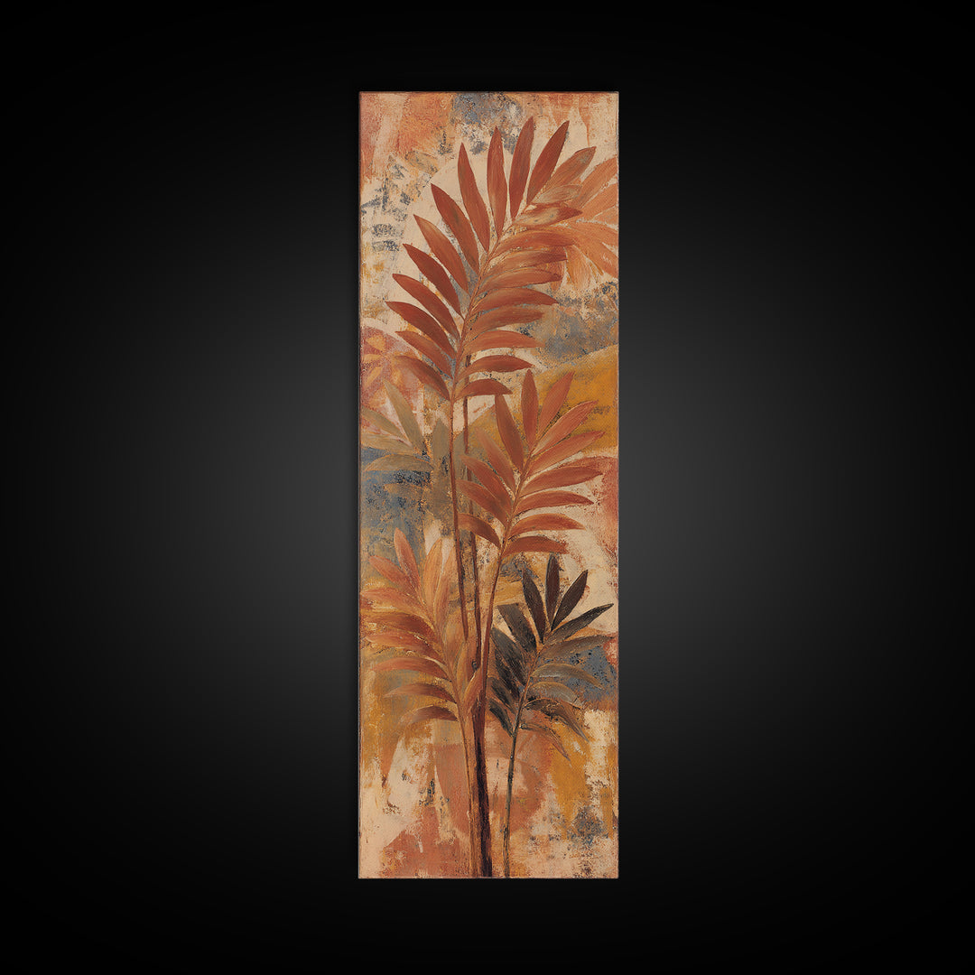 Terracotta Palm Leaves Canvas Print, Boho Art, Neutral Decor, Living Room Decor, Fine Art, Bohemian, Wall Decor, Prints, BOH-1x3-41