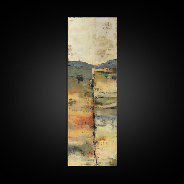 Earth Tone Mountain and River Abstraction Framed Canvas Print, Boho Art, Wall Art Set, Living Room Decor, Fine Art, Bohemian, BOH-1x3-47