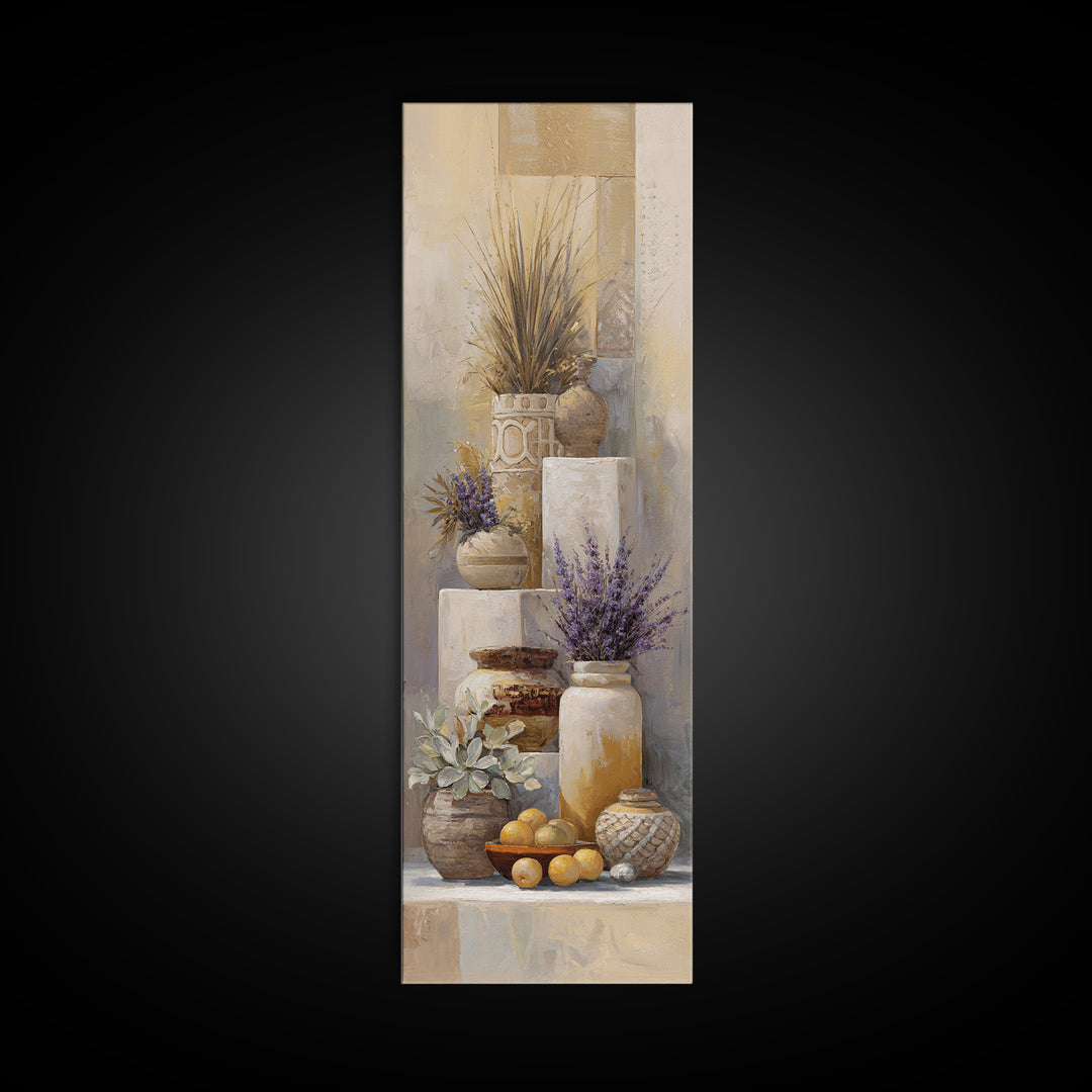 Tribal Neutral Pattern Framed Canvas Print, Boho Art, Textured Painting, Living Room Decor, Fine Art, Bohemian, BOH-1x3-74