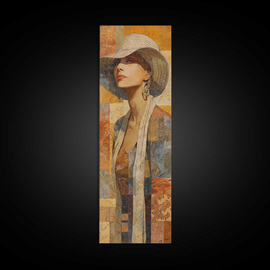 Desert Woman Portrait Framed Canvas Print, Boho Art, Wall Art, Living Room Decor, Fine Art, Bohemian, Art Deco, Artwork, BOH-1x3-75