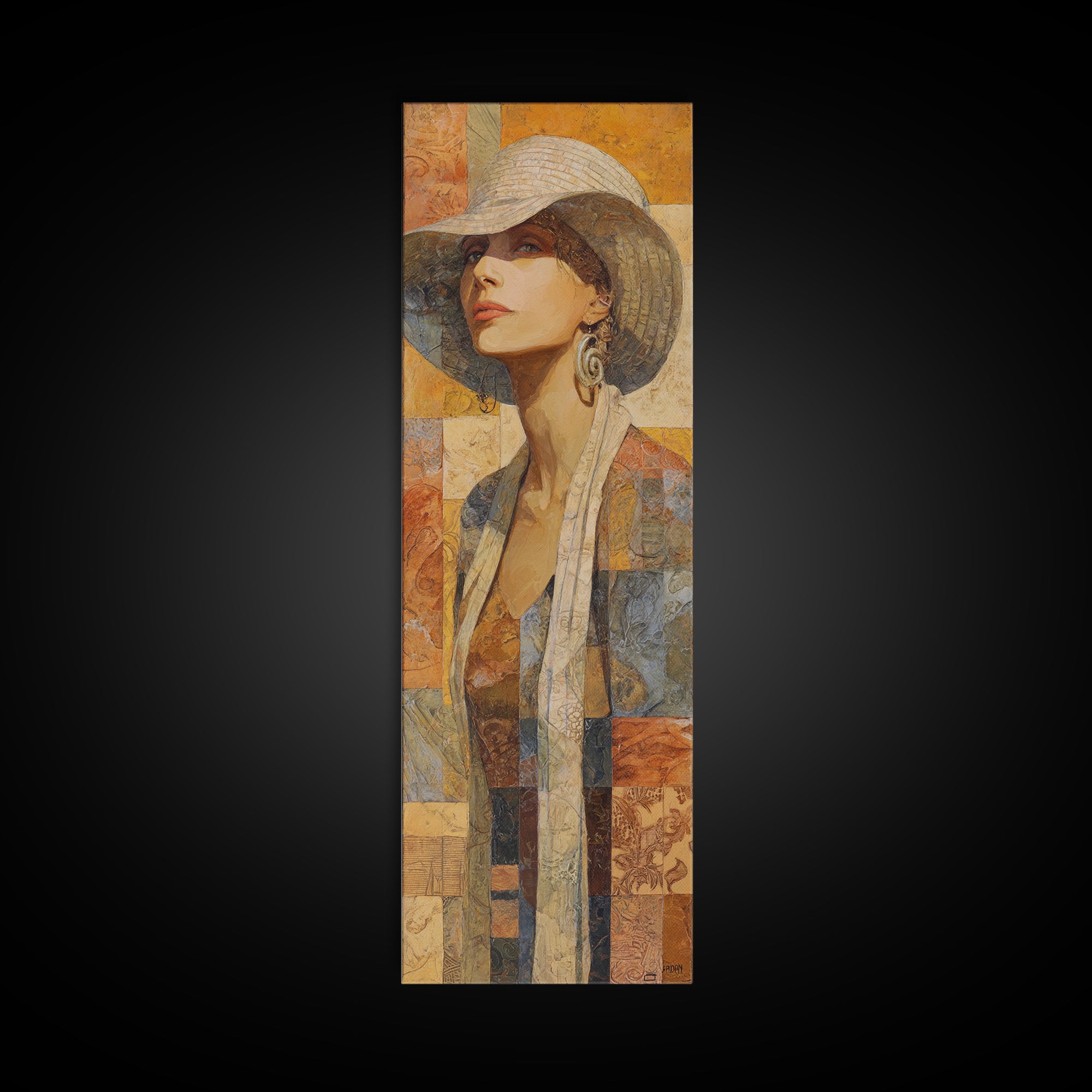 Desert Woman Portrait Framed Canvas Print, Boho Art, Wall Art, Living Room Decor, Fine Art, Bohemian, Art Deco, Artwork, BOH-1x3-75
