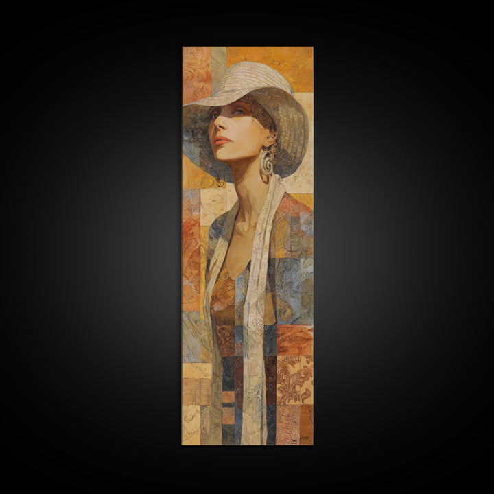 Desert Woman Portrait Framed Canvas Print, Boho Art, Wall Art, Living Room Decor, Fine Art, Bohemian, Art Deco, Artwork, BOH-1x3-75