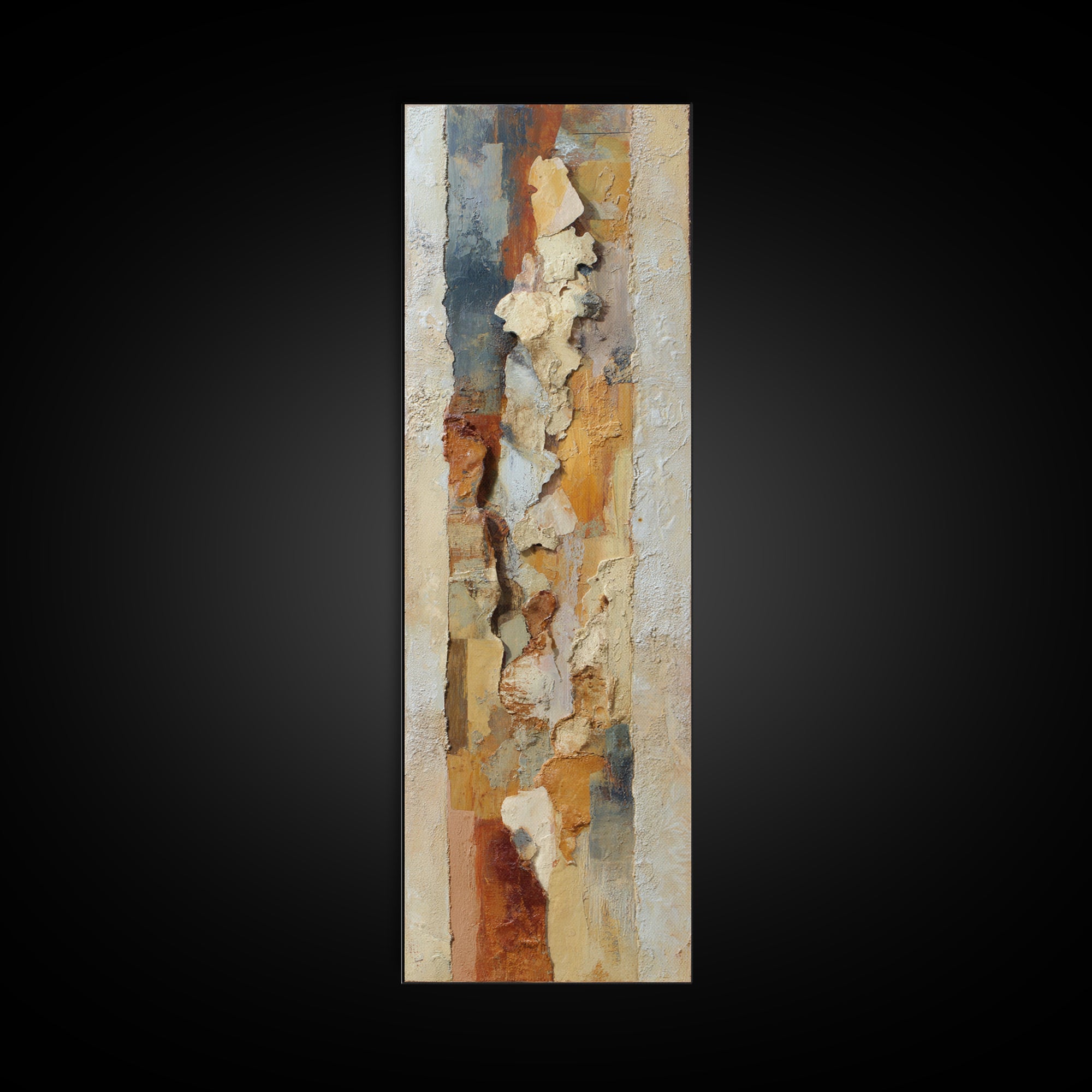 Organic Shape Collage Framed Canvas Print, Boho Art, Boho Decor, Living Room Decor, Fine Art, Bohemian, Textured Painting, BOH-1x3-84