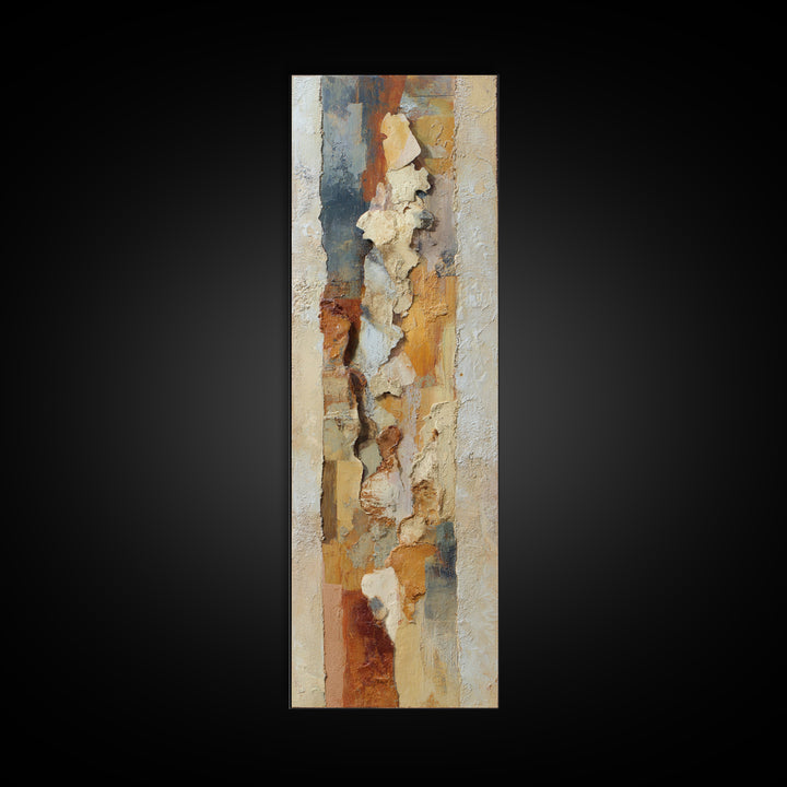 Organic Shape Collage Framed Canvas Print, Boho Art, Boho Decor, Living Room Decor, Fine Art, Bohemian, Textured Painting, BOH-1x3-84