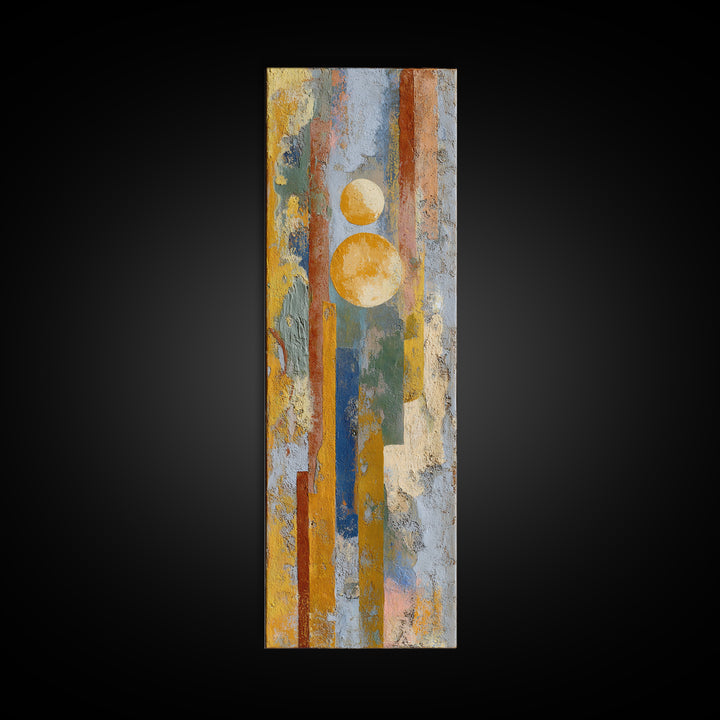 Sun and Moon Celestial Folk Motif Canvas Print, Boho Art, Home Decor, Living Room Decor, Fine Art, Bohemian, Artwork, BOH-1x3-94
