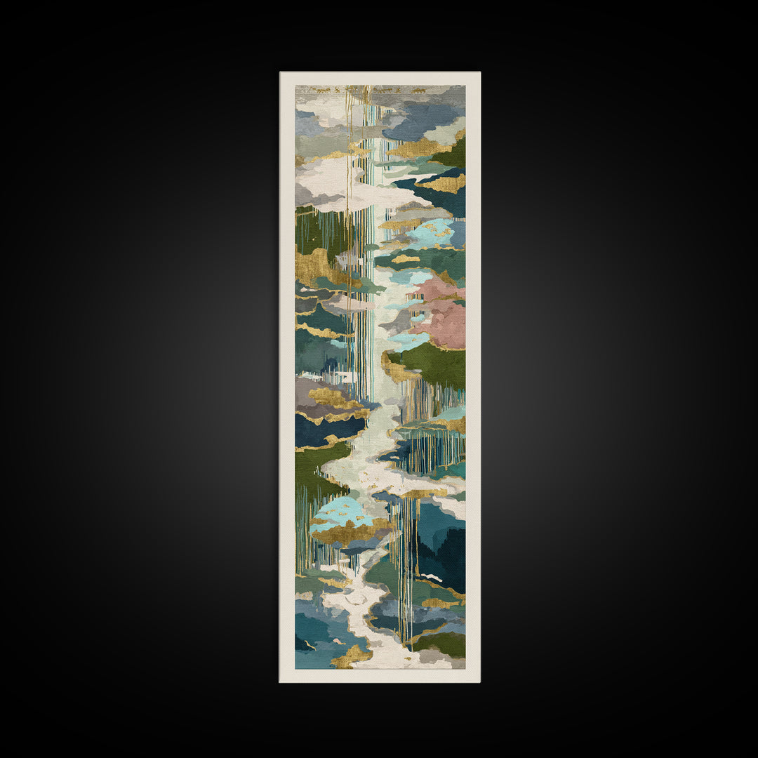Earth Tone Mountain and River Abstraction Canvas Print, Boho Art, Art Prints, Living Room Decor, Oil Painting, Bohemian, BOH-1x3-95
